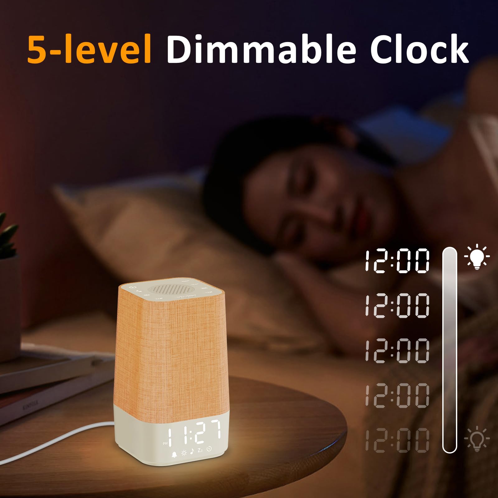 Wkzay White Noise Sound Machine: 30 Soothing Sounds, Sunrise Alarm Clock for Adults Gentle Wake Up, Adjustable Volume & Night Light, Timer - Easy to Sleep, Relax, Focus