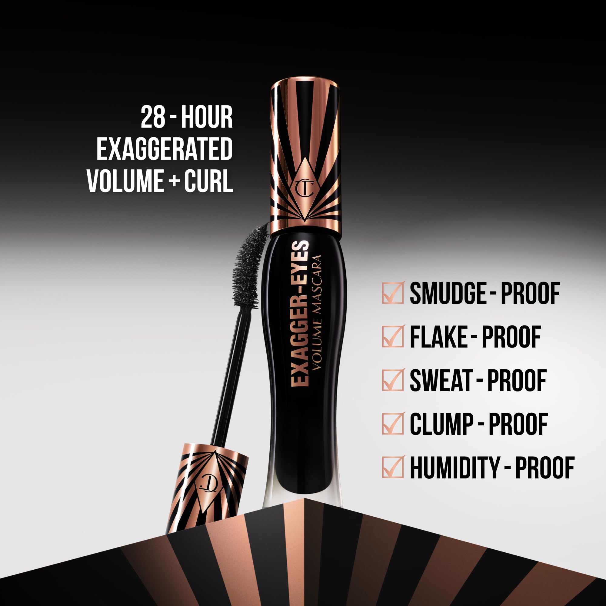 Charlotte Tilbury Exagger-Eyes Volume Mascara - Volumizing Black Mascara with 28-Hour Smudge-Proof & Flake-Proof Wear - Designed with a Ultra-Curved Brush