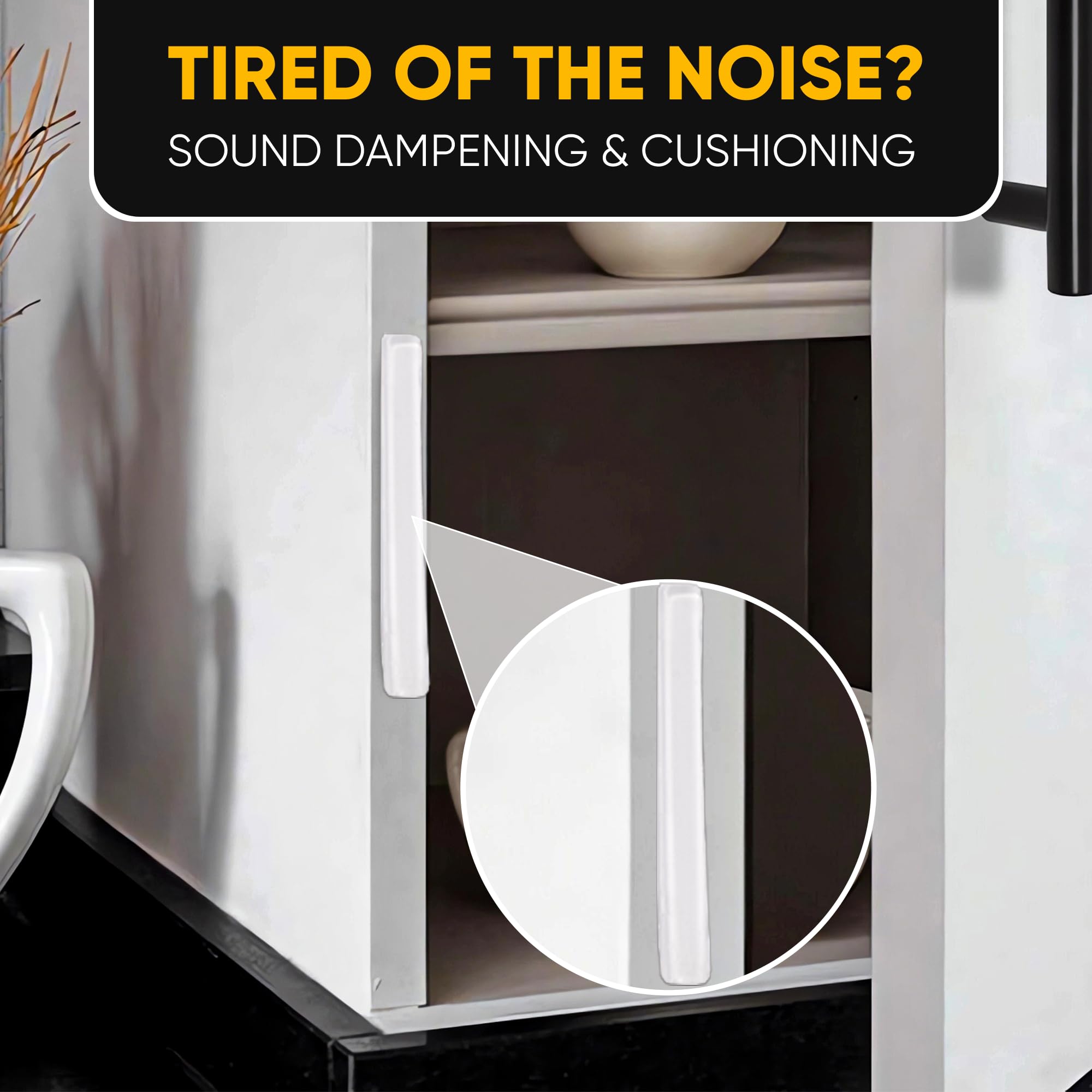 Vellax 128 Self Adhesive Cabinet Door Bumpers & 20 Clear Silicone Bumper Strips - Sticky Clear Silicone Rubber Pads for Furniture Drawers, Kitchen Cabinets, Decor, Wall Protection