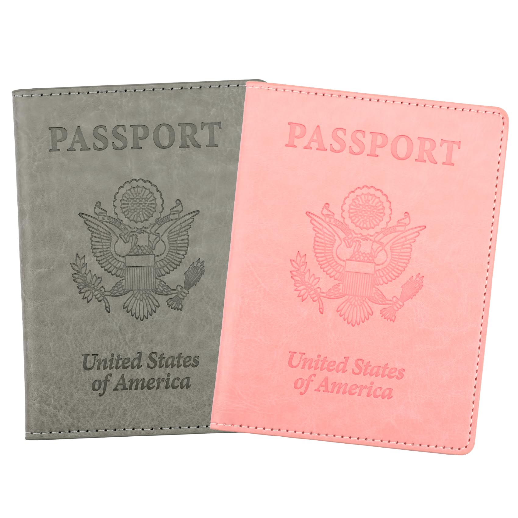 Passport Holder, Passport Cover, Passport Holder for Women, 2 Pack Travel Passport Wallet, Leather Passport Case, Passport Protector International Travel Must Haves Accessories, Grey+Pink