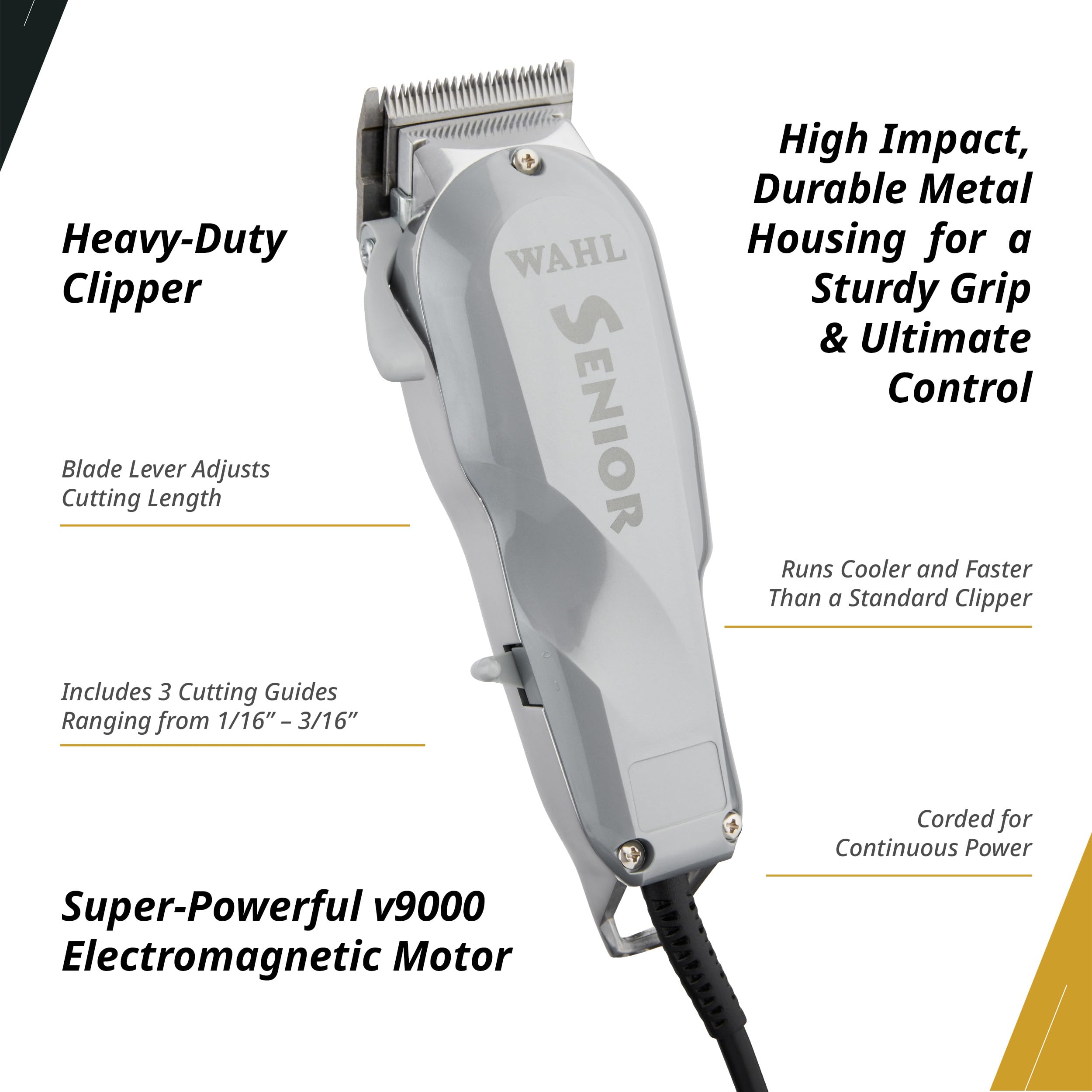 Wahl Professional Senior Corded Clipper Heavy Duty Tapering and Blending V9000 Motor