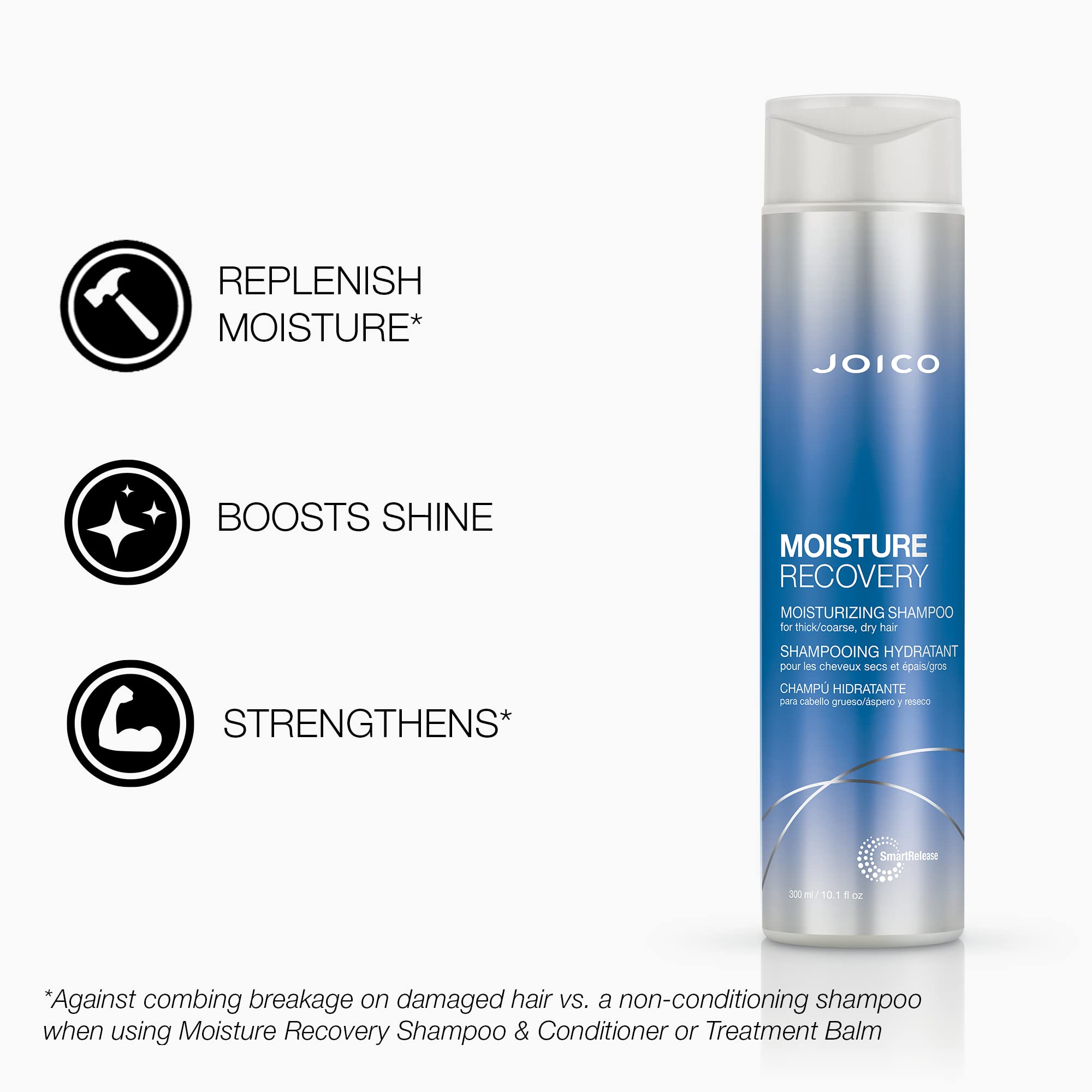 Joico Moisturizing Shampoo for Thick, Coarse, Dry Hair - Restores Moisture, Strength with Jojoba Oil & Shea Butter, 10.1oz