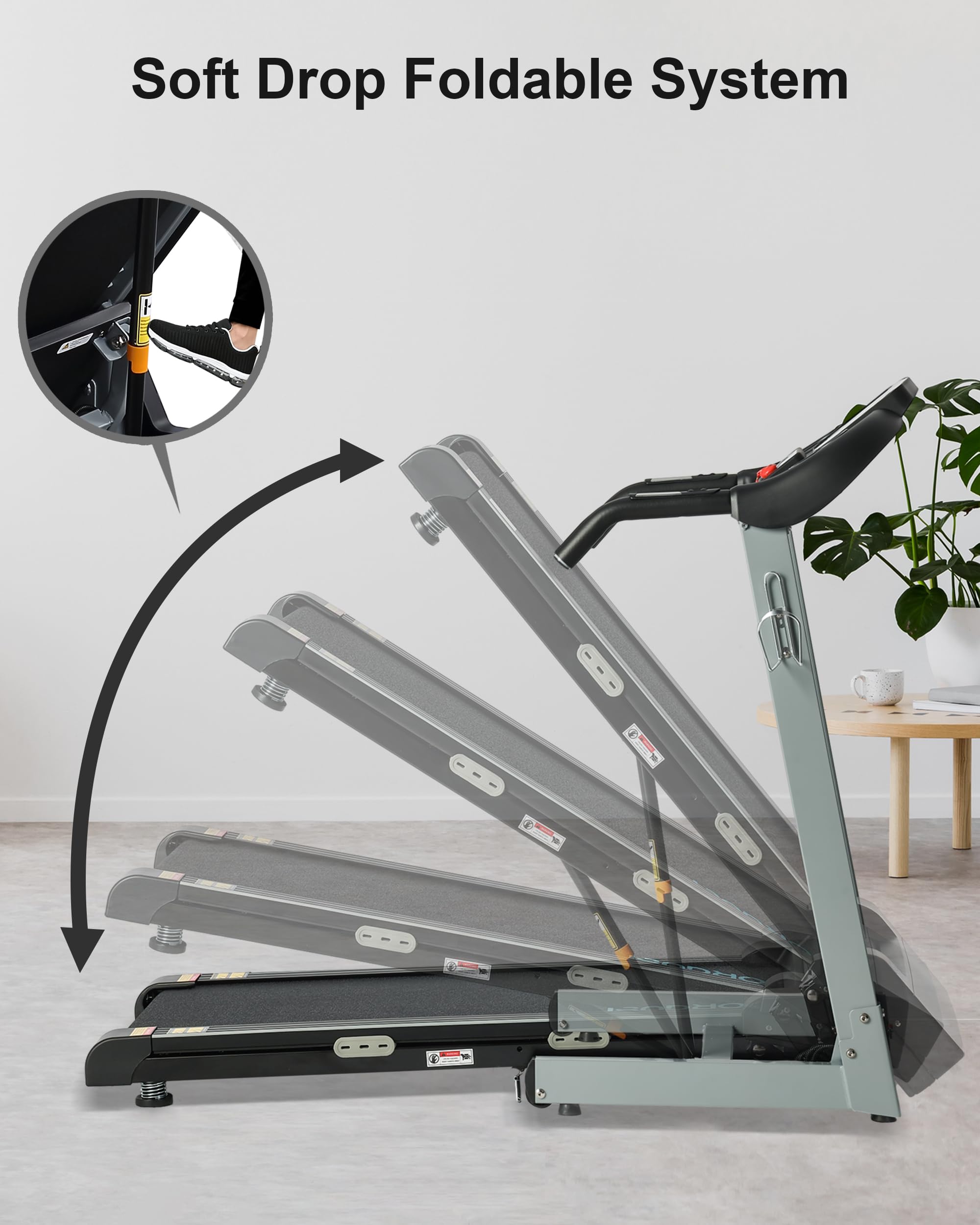 BORGUSI Auto Incline Treadmill with 300 LBS Capacity, 3HP Folding Electric Treadmills for Home, Running Machine with 17.5 Wide Belt, Shock Absorption, 8.5 MPH Speed, Preset Programs, Bluetooth Speaker