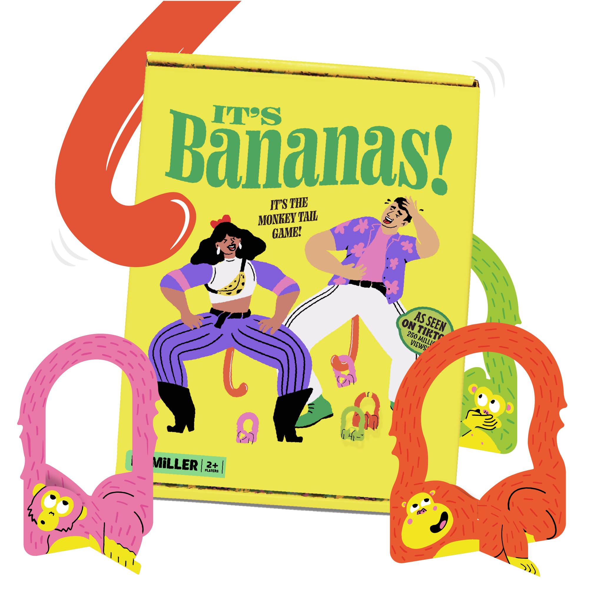 It's Bananas! The Monkey Tail Game - Funny, Fun Party Game & Board Game for All, Stocking Stuffer, Christmas, Thanksgiving, White Elephant, Girls Night, Birthday Gift, Gag, Novelty