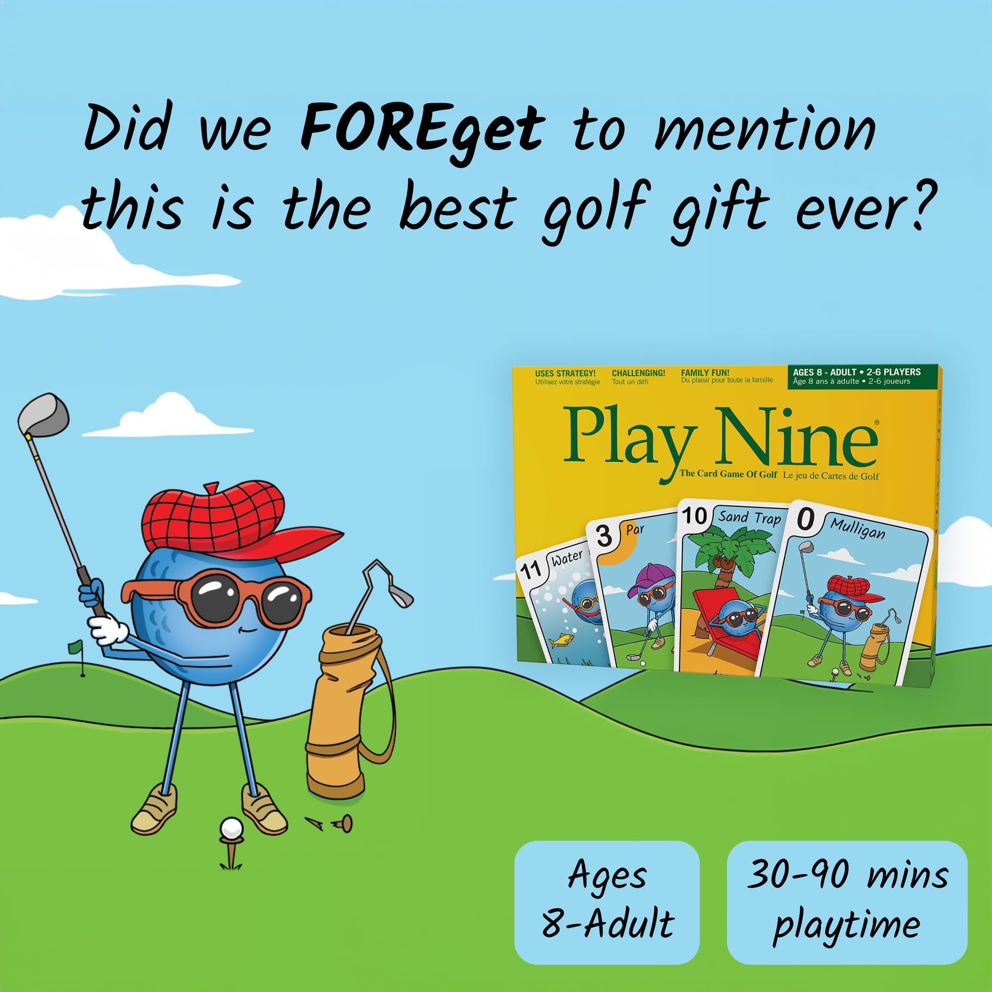 PLAY NINE - The Card Game for Families,Best Strategy Game For Couples, Fun Game Night Kids, Teens and Adults, The Perfect Golf Gift