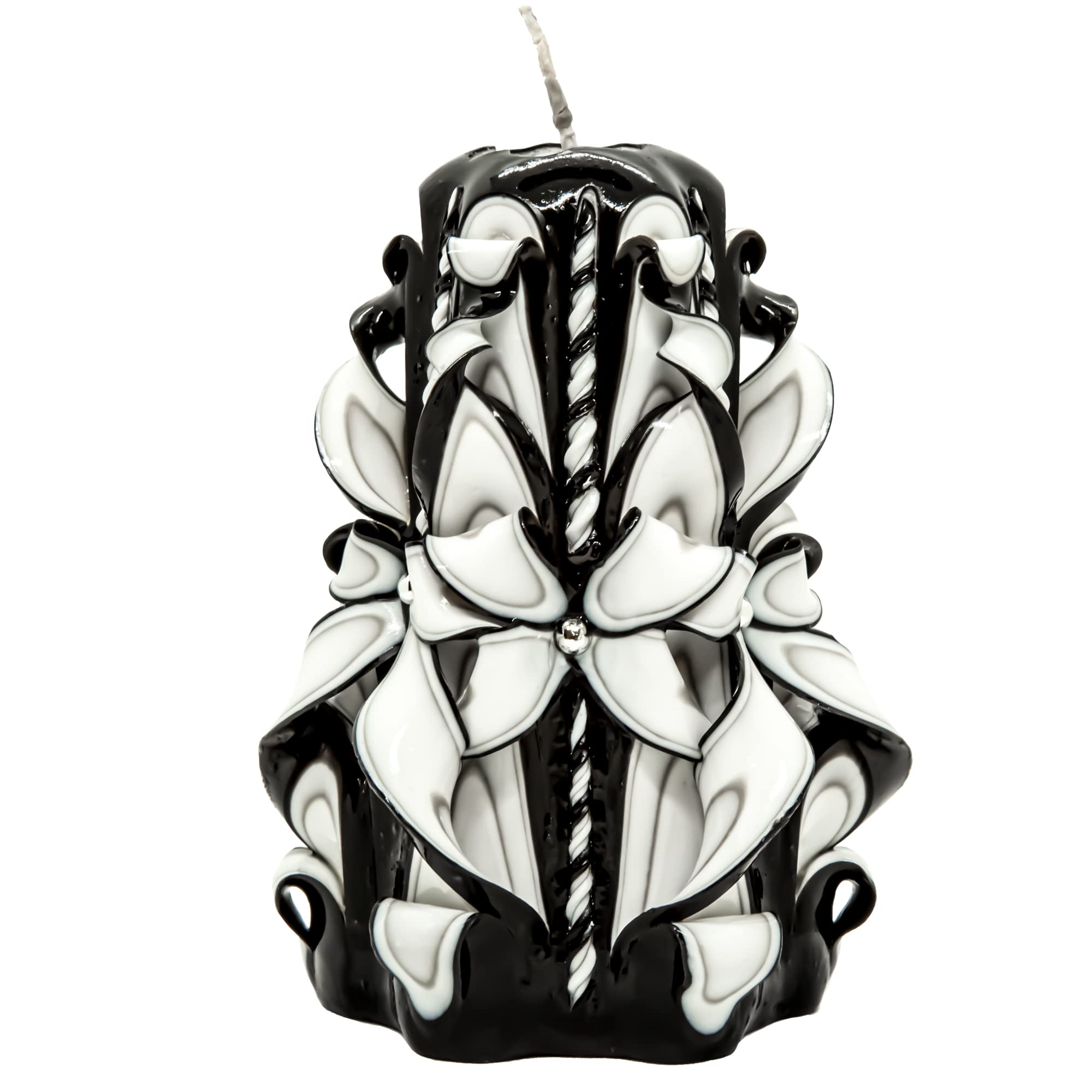 Handmade Carved Candle - Surprise Gift For Her - Decor Birthday Halloween Thanksgiving Christmas - Spiritual Living Room Home Decor Candles - Unique Engagement Wedding Idea - Black White - Ordagio