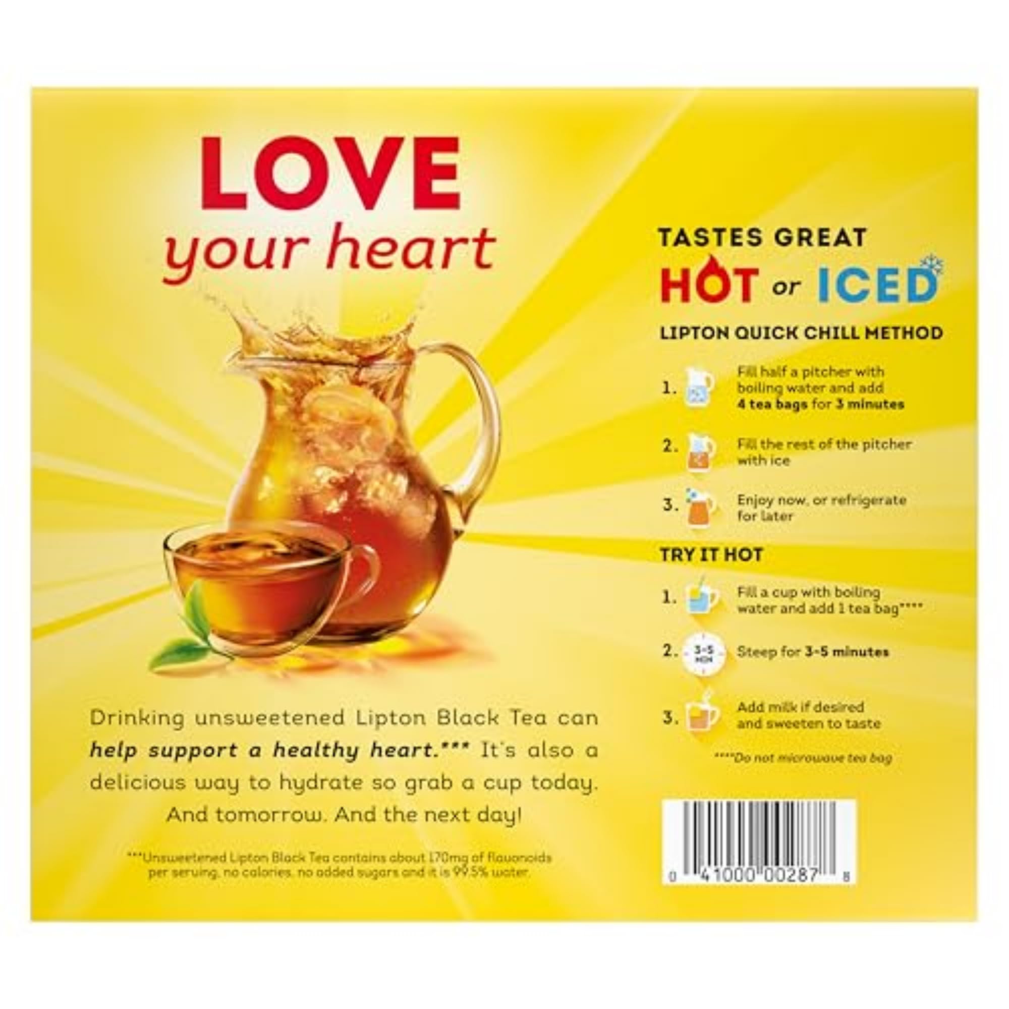 Lipton Tea Bags, Black Tea, Iced or Hot Tea, Can Support Heart Health, 100 Total Tea Bags