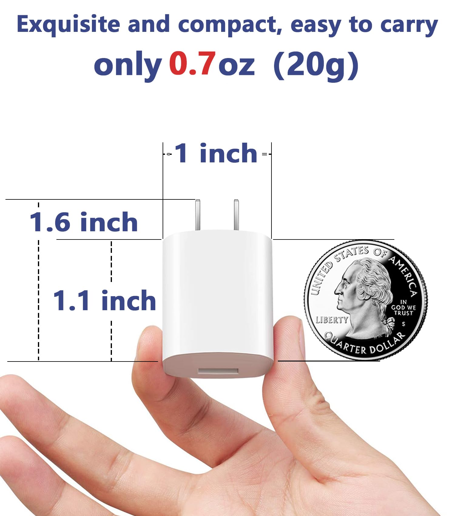 USB Wall Charger,Small iPhone Charger Box,Travel Plug Cube 5W Power Adapter for iPhone SE 2020/12 Pro Max/11 Pro Max/XR/X/8 Plus/7/6S/6S/6/5,Galaxy S7/S6/S5 Edge,LG,HTC,Huawei,Moto,Kindle