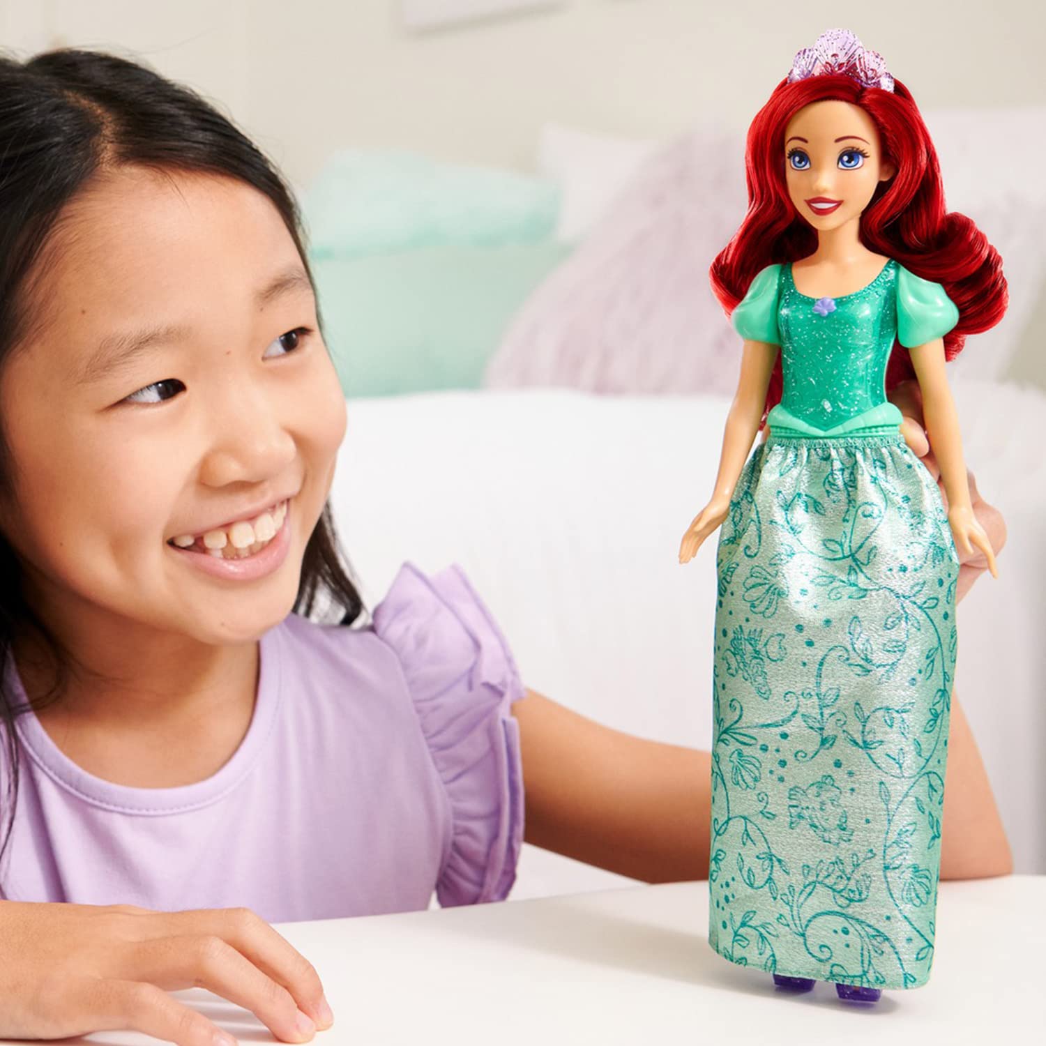 Mattel Disney Princess Toys, Ariel Fashion Doll, Sparkling Look with Red Hair, Blue Eyes & Tiara Accessory, Inspired by The Little Mermaid Movie