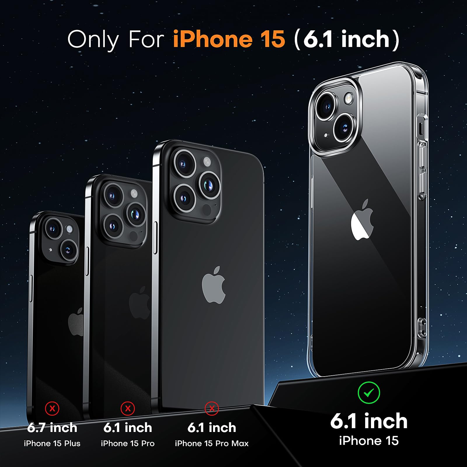 AEDILYS for iPhone 15 Case Clear, iPhone 15 Phone Case[Not Yellowing] [15FT Mil-Grade Protection] Slim Shockproof Phone Cases for iPhone 15 Case - HD Clear