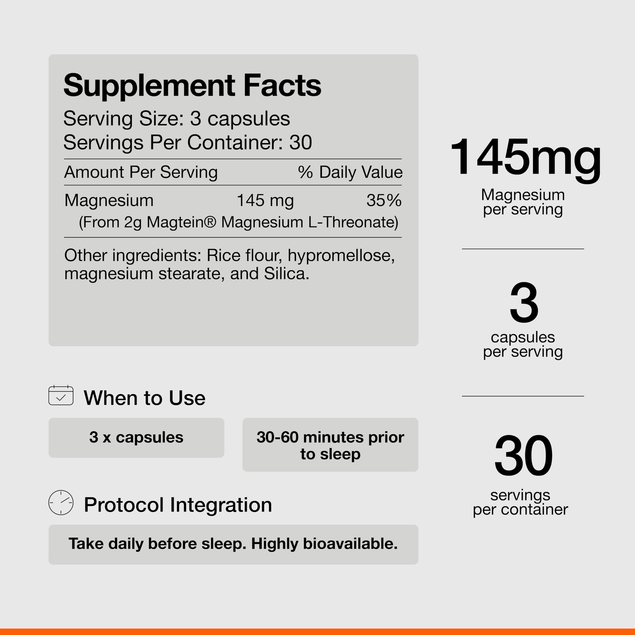 Momentous Magtein Magnesium L-Threonate 145mg - Magnesium Threonate Supplement for Cognitive Function & Rest Support - Magnesium L Threonate Capsules, 30 Servings (Package May Vary)