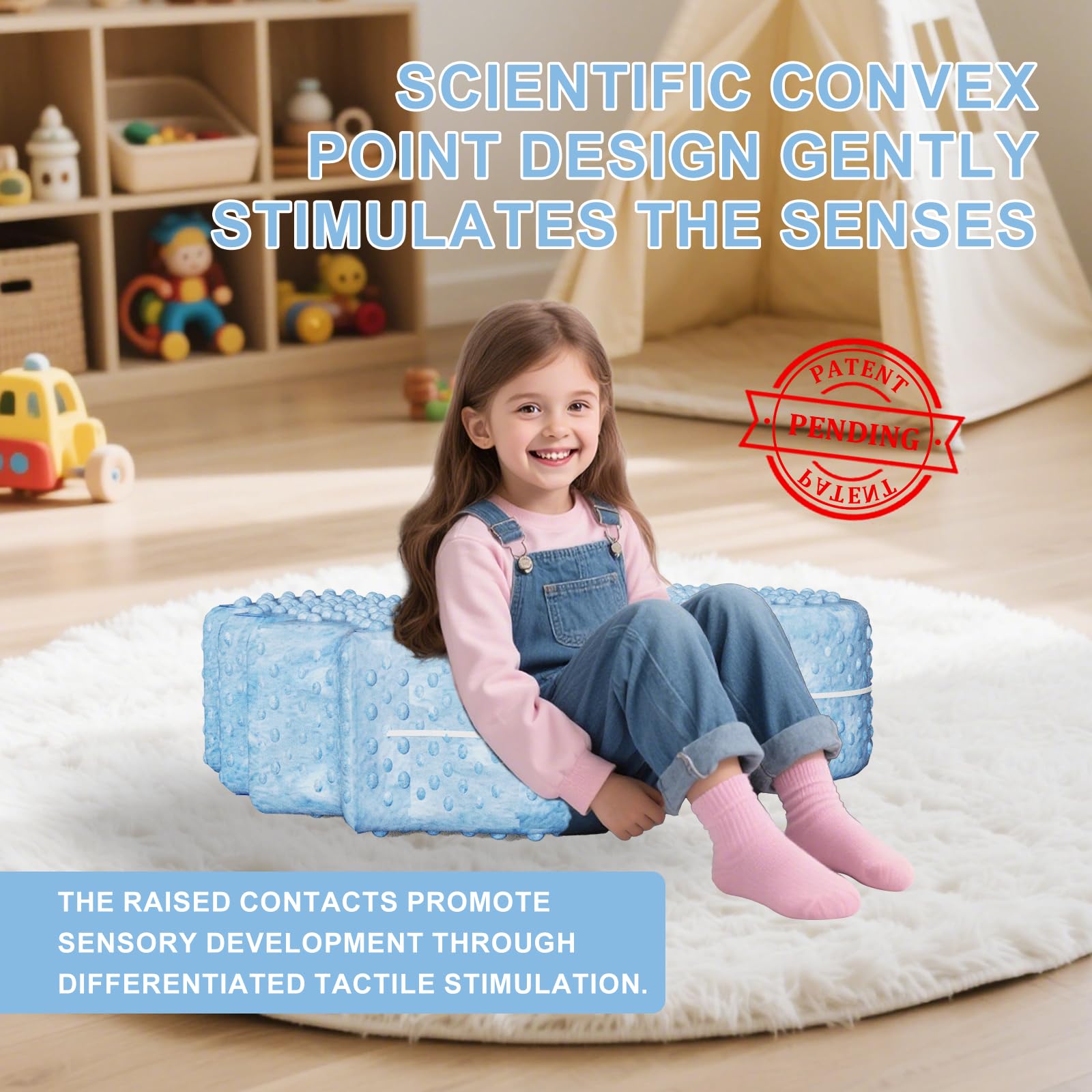 Irrical Sensory Soft Squeeze seat, Sensory Chairs specifically Designed for Children with Sensory Needs,Providing Gentle Squeeze Embrace, Washable Cover,Blue