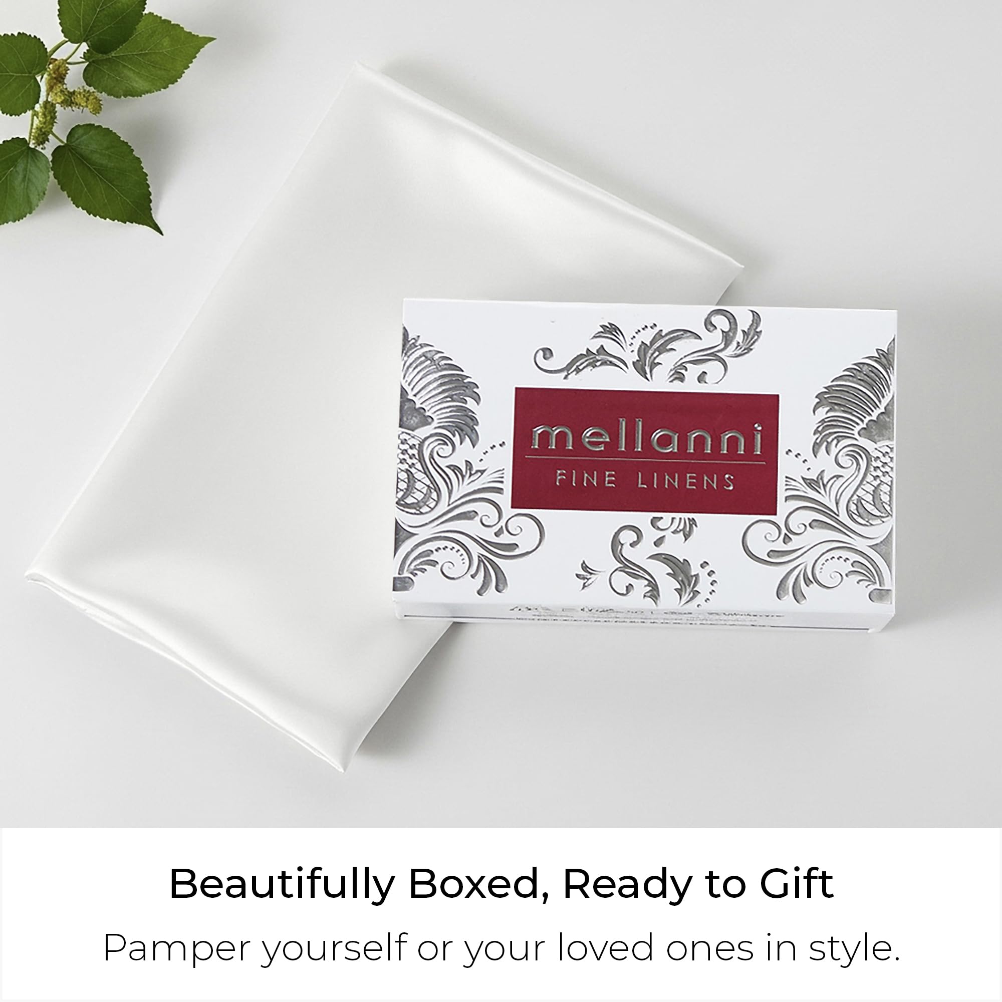 Mellanni Pure Silk Pillowcase Queen Size - Perfect for Hair and Skin, Preventing Wrinkles - Easy Care - Naturally Cooling Silk Pillow Cover with Hidden Zipper (Queen, White)