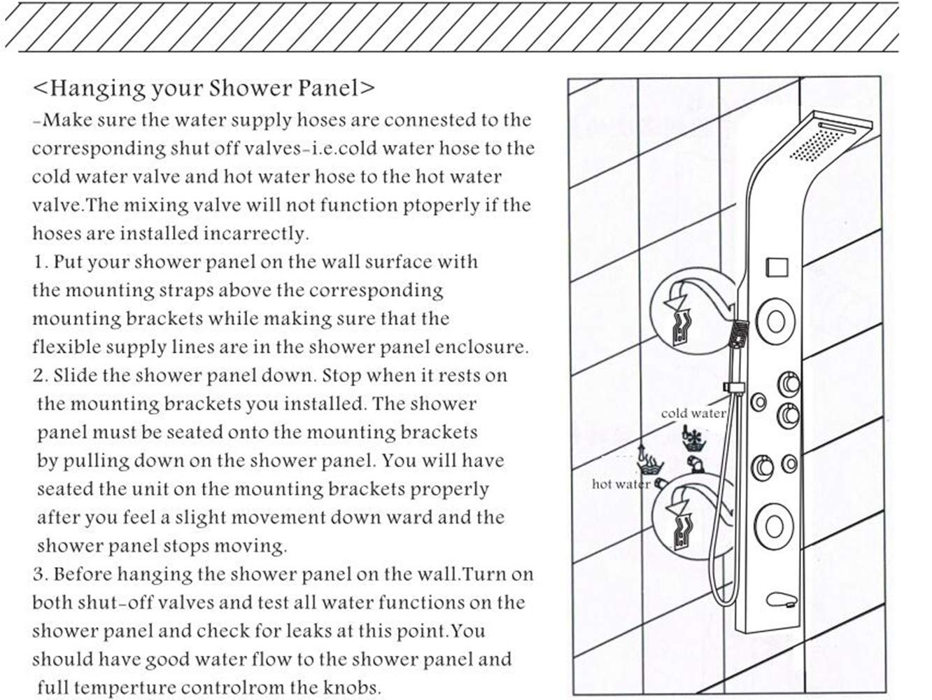 ELLO&ALLO LED Rainfall Waterfall Shower Head Rain Massage System with LED Body Jets, Stainless Steel Bathroom Shower Panel Tower System, Brushed Nickel