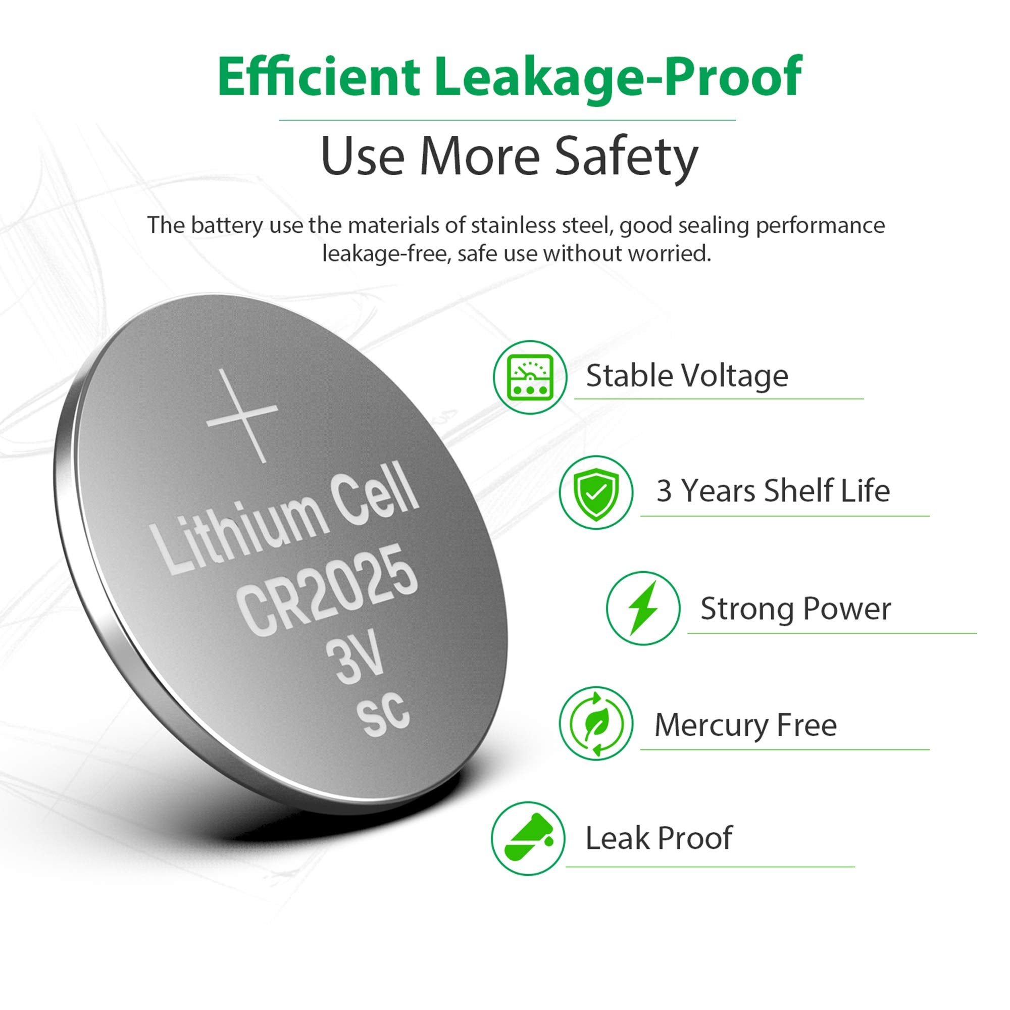 LiCB CR2025 3V Lithium Battery(10-Pack)