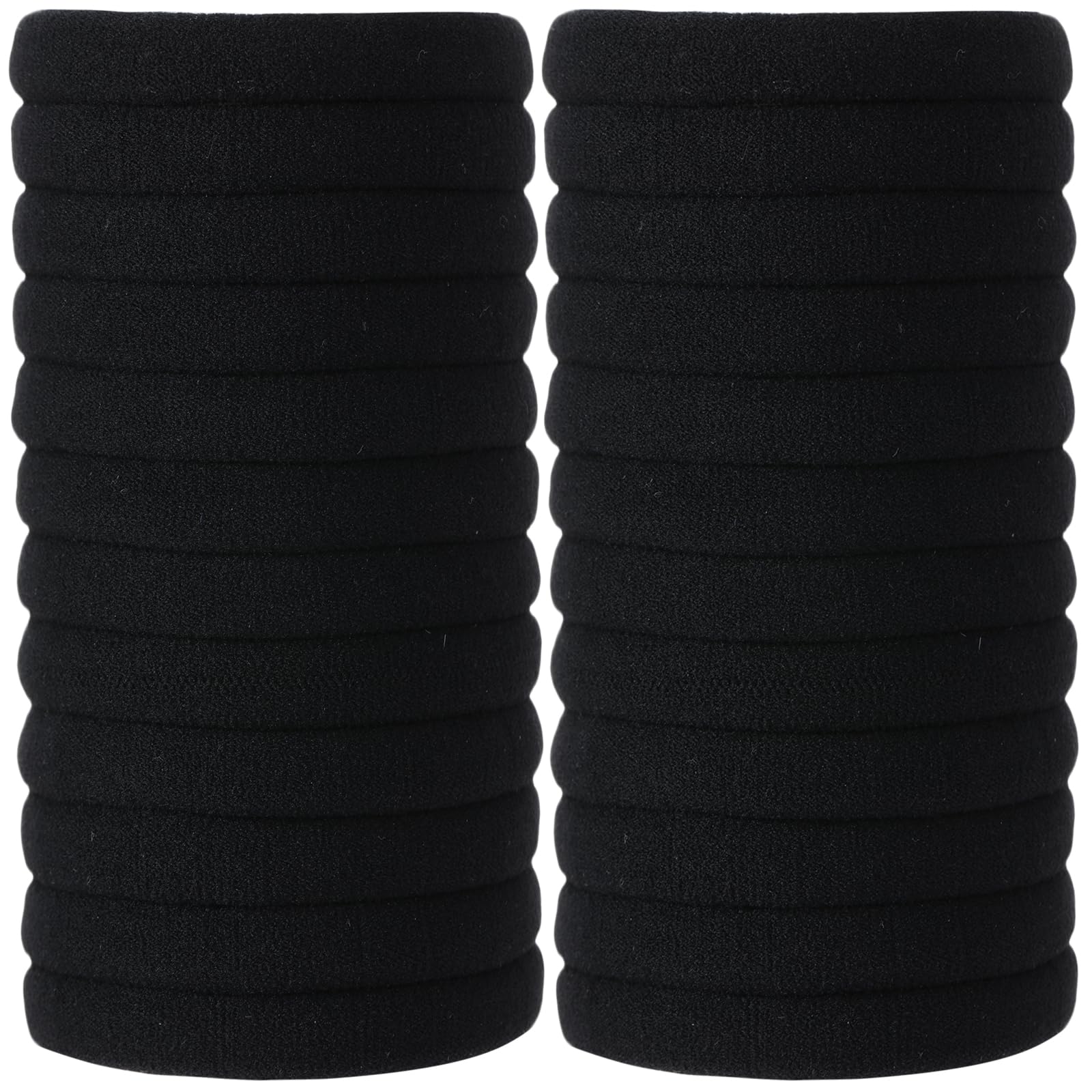 SUTHIA Large Black Hair Ties for Thick Curly Hair Elastic Band Ponytail Holder - 120 Bulk for Women, Girls, Kids, Men - 8MM Thick, No Damage, Soft, Nylon, Stretchy, Cloth, Seamless, Fabric, No Crease