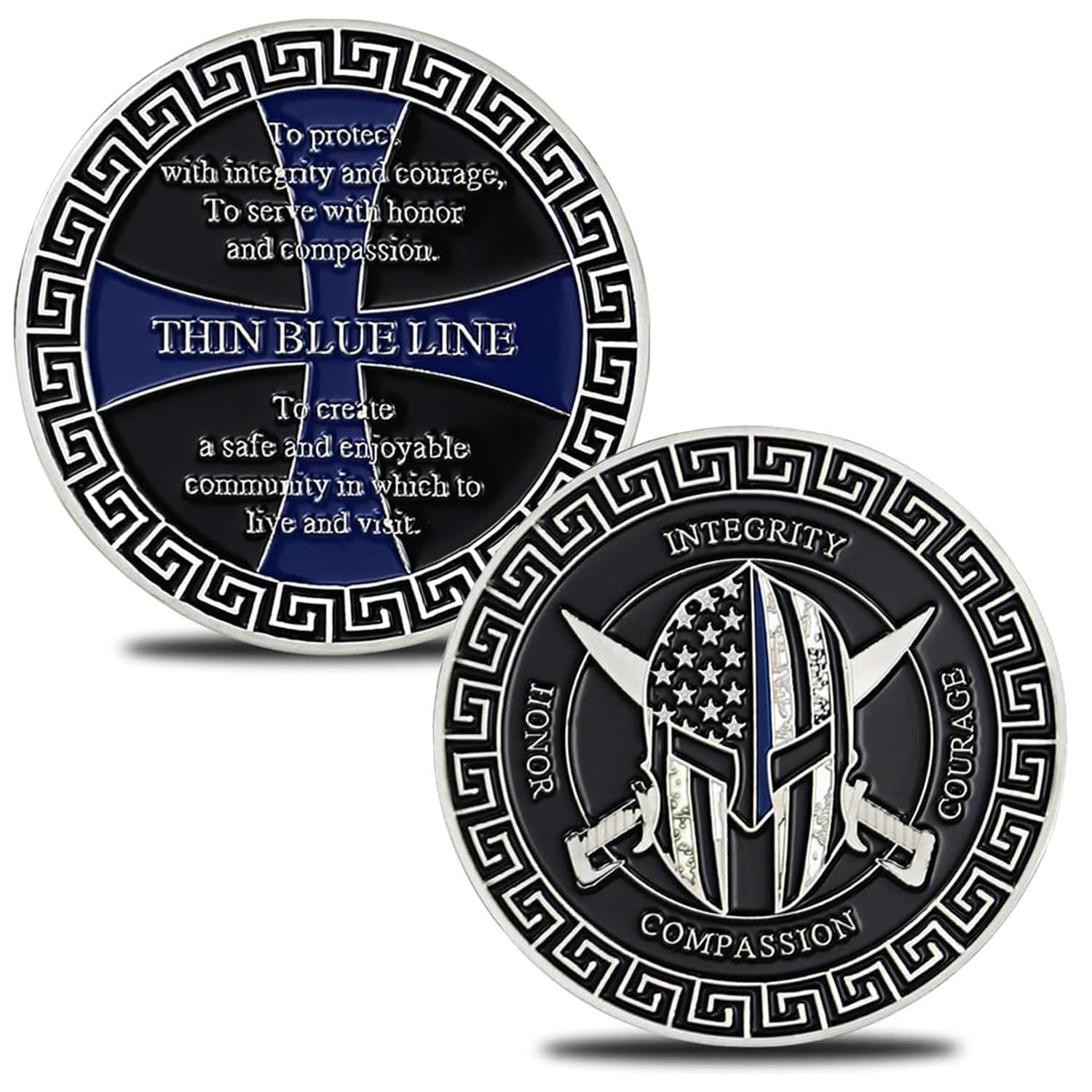 Thin Blue Line Law Enforcement Coins Police Challenge Coin