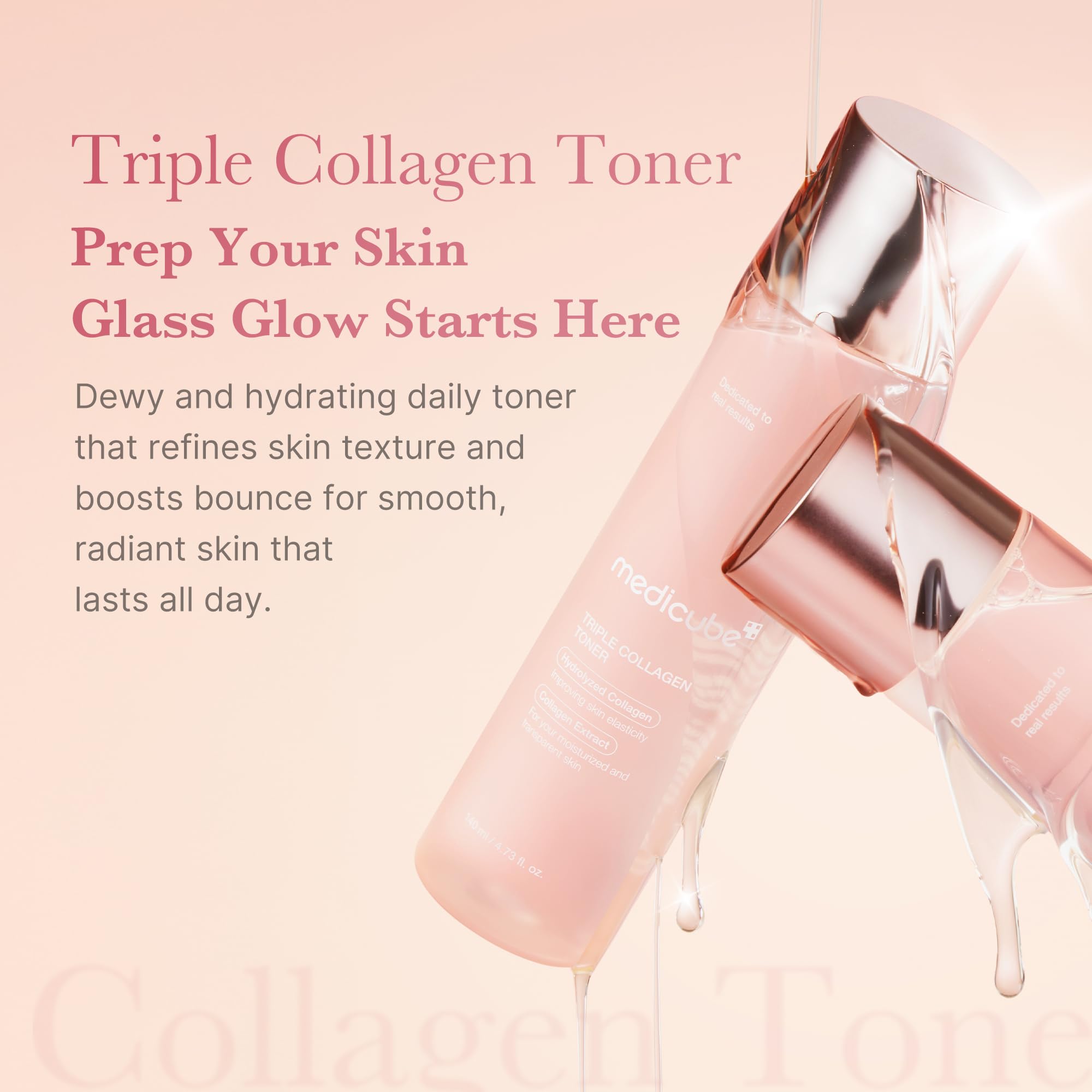 medicube Triple Collagen Prep and Glow Duo: Triple Collagen Cream and Triple Collagen Toner | Hyaluronic Acid, Premium Elastin for Boosting Skin's Moisture Barrier | Korean Skin Care