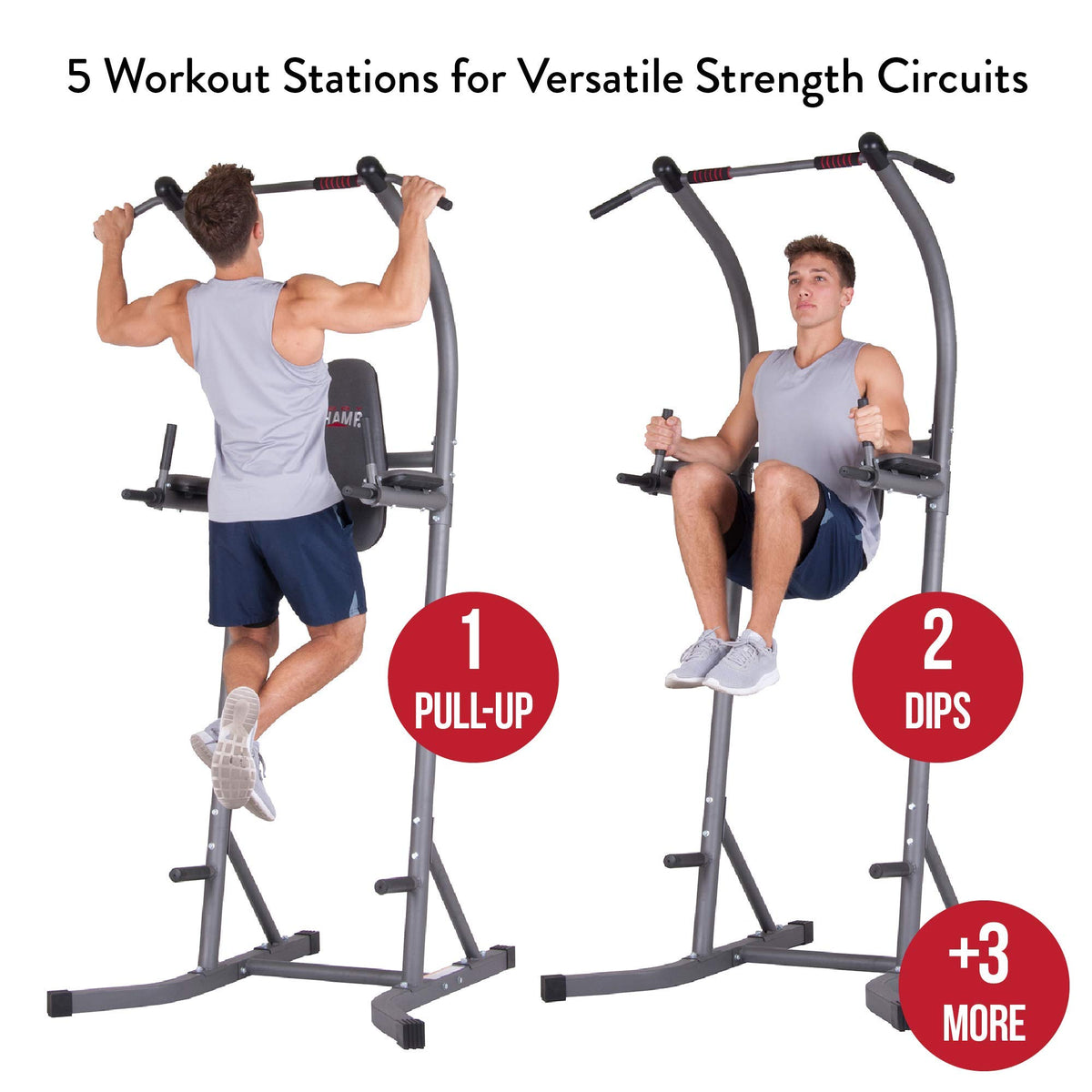 Body Champ Fitness Power Tower, Gym Equipment for Home, Indoor Workout Equipment, Multi-Use Pull-Up Bar Station PT620