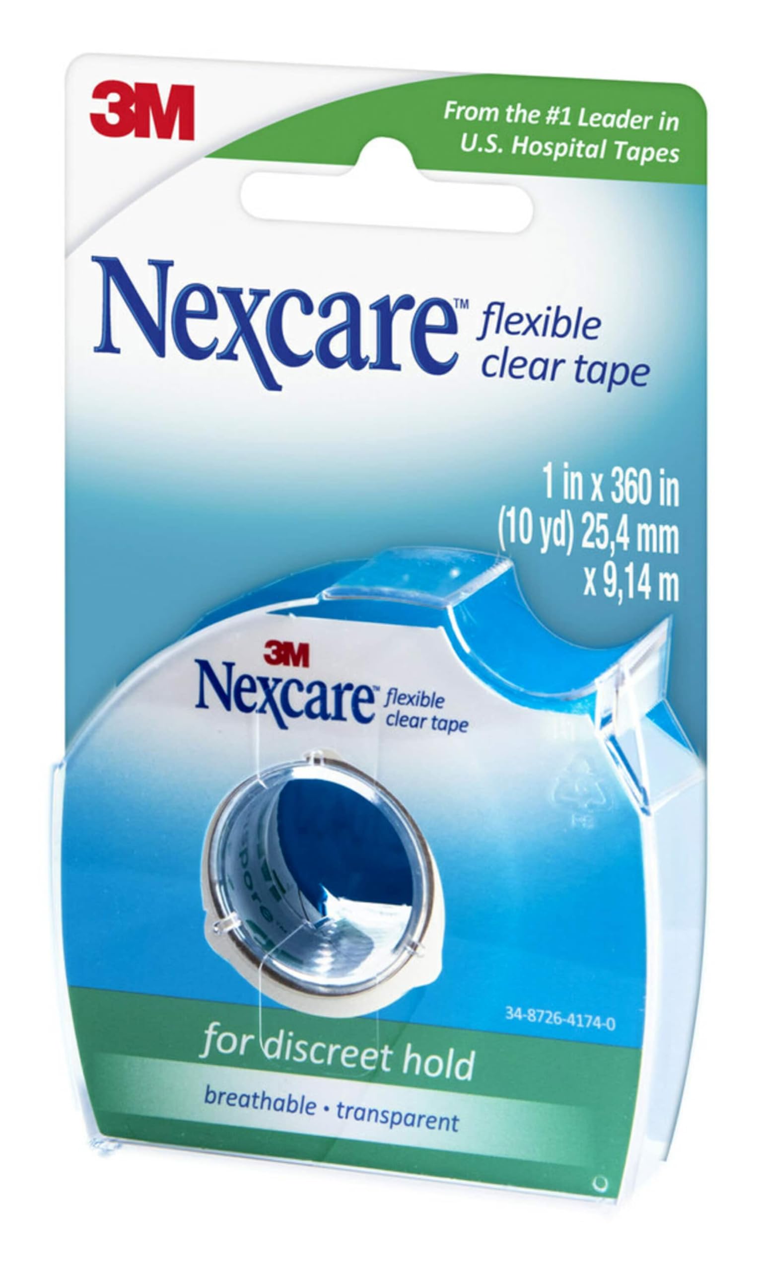 Nexcare Flexible Clear Tape, Waterproof Transparent Medical Tape, Secures Dressings and Catheter Tubing - 1 In x 10 Yds, 1 Roll of Tape