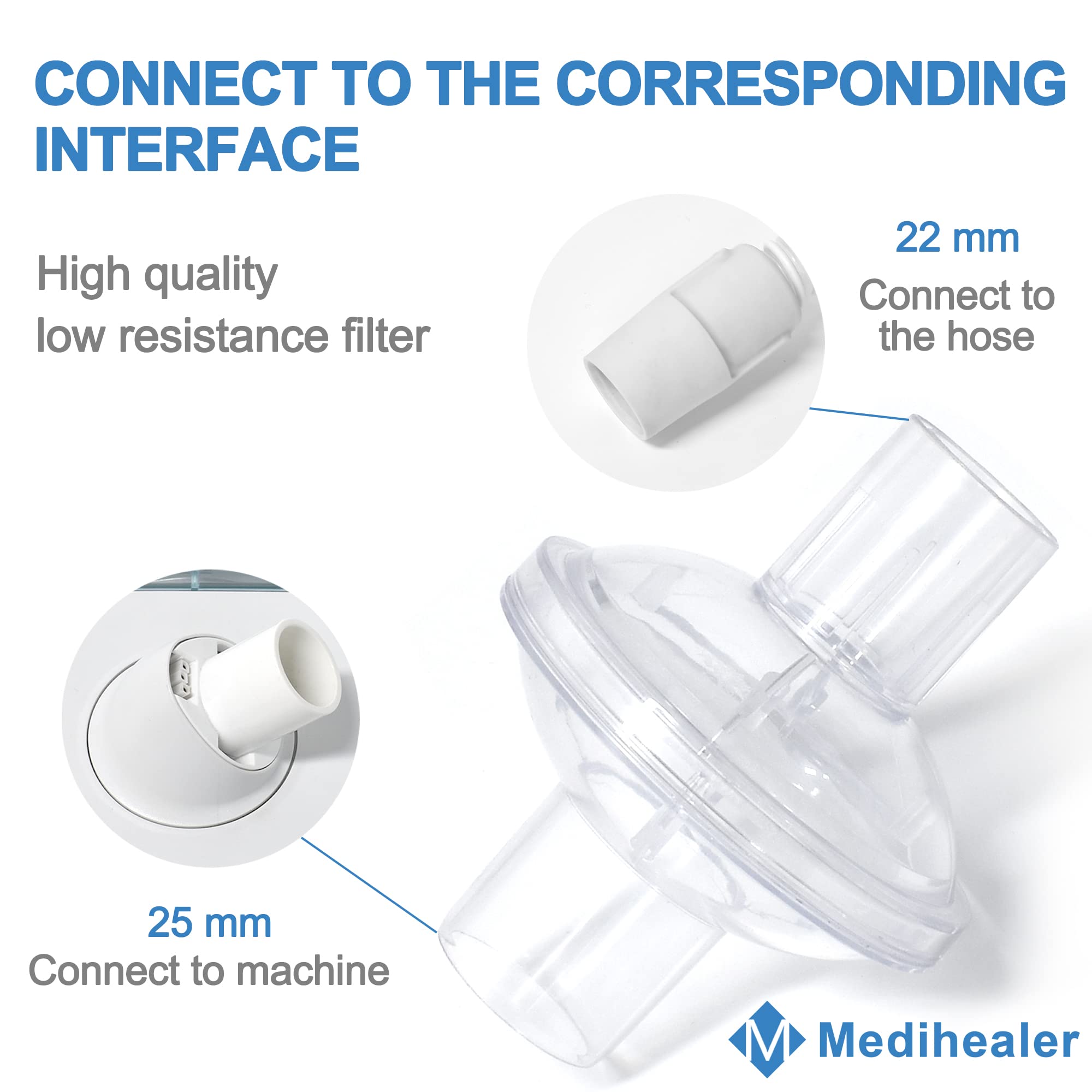 6 Packs Fit-Inline Filter, Universal Filters for 22MM Tubing-Filter Particles Degraded by Foam,Ensure Super Fresh Air,Great-Value Supplies by Medihealer