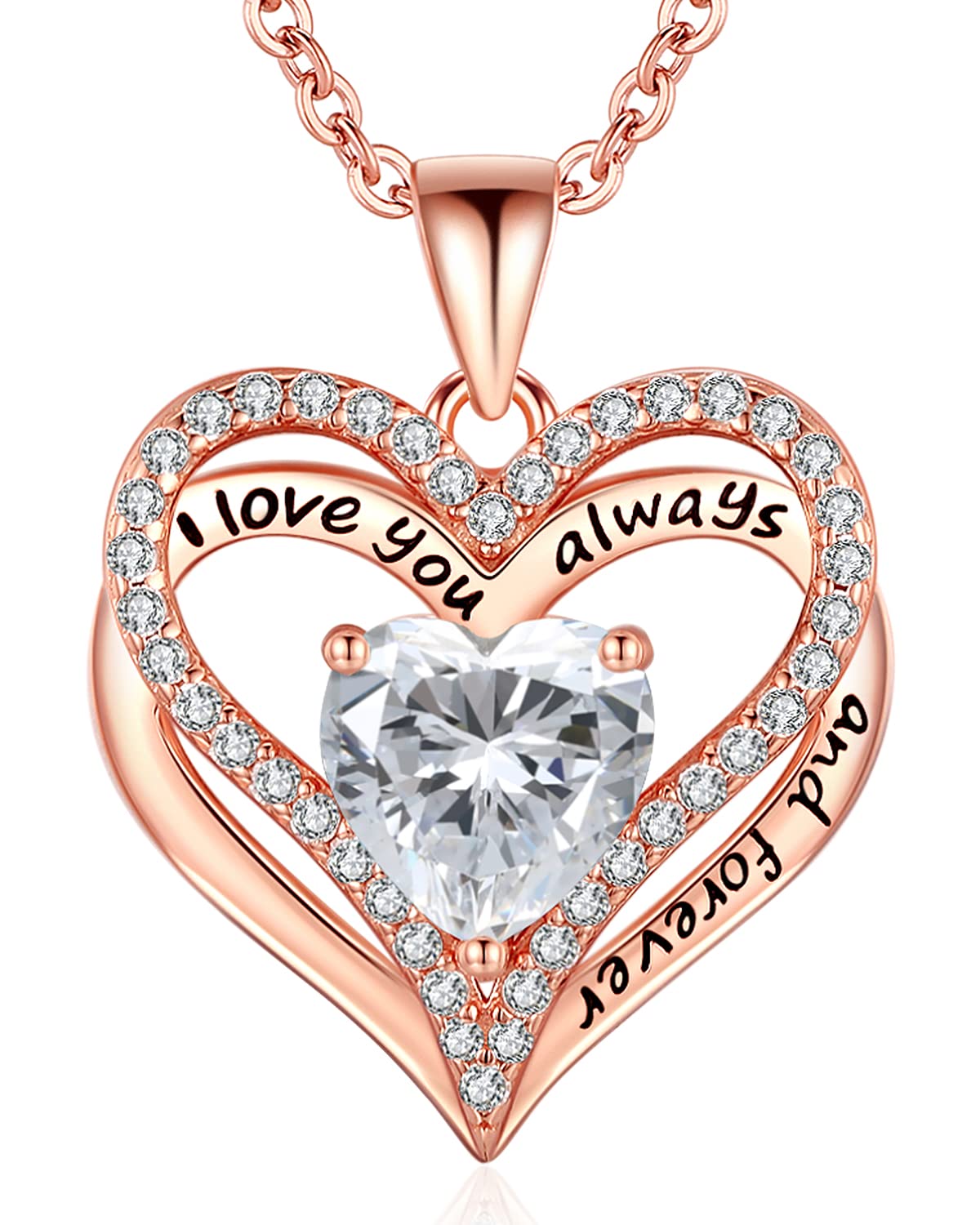 S925 Sterling Silver Necklace for Women, Jewelry for Wife Girlfriend Anniversary, Mother Gifts Necklaces, Daughter Heart Love Jewel, Gift for Her Birthday, Apr