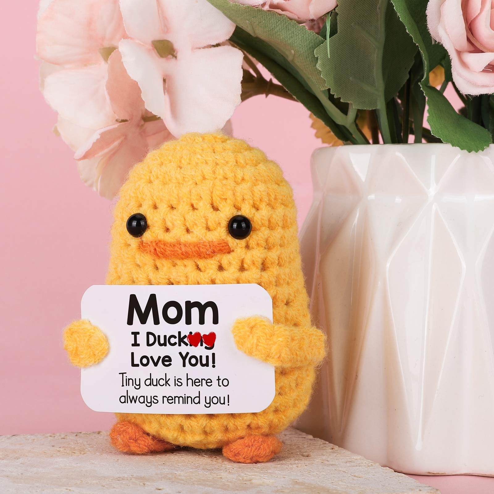 MBL Funny Birthday Gifts for Mom – I Duck Love You Mom, Handmade Crochet Cute Small Duck Unique Presents for Mama Bonus Step Mom Mother in Law Mothers Day Christmas Stocking Stuffers Valentines