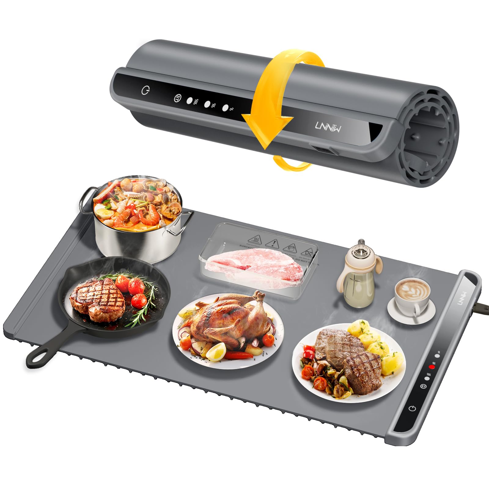 LNNIW Warming Mat for Food,Food Warming Mat,Electric Warming Tray for Buffets Party and Home Daily Use,Heating Fastly in 10s,Portable Design,Timed Function for Your Family.