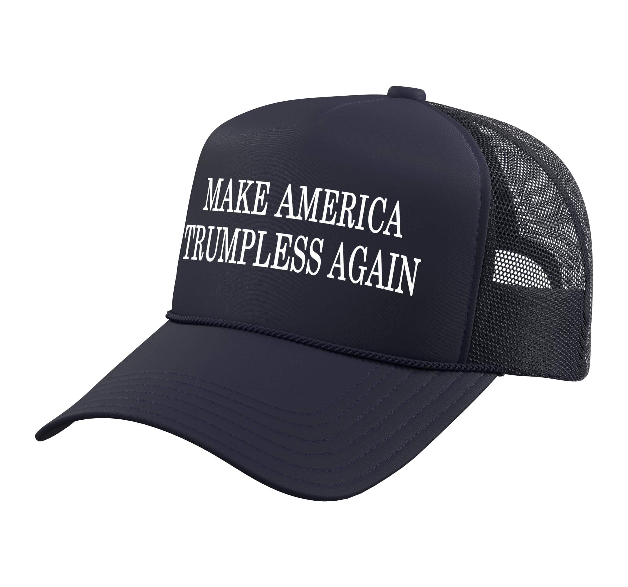 Make America Trumpless Again Trucker Hat with Adjustable Mesh Back, Navy Blue