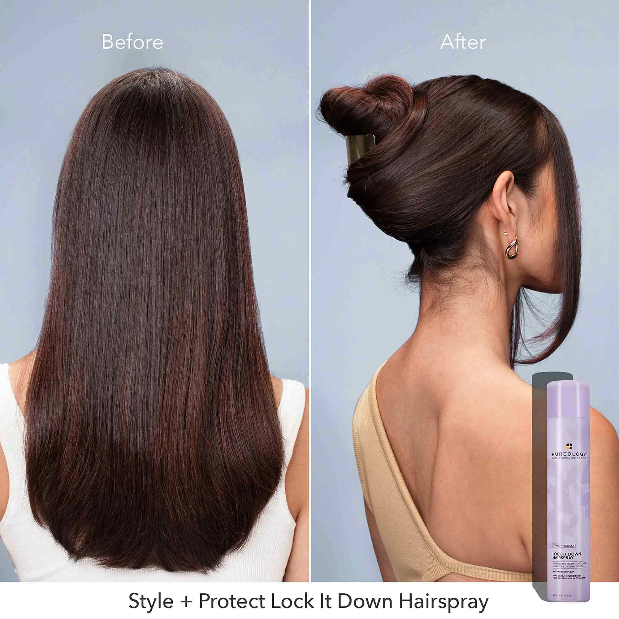 Pureology Style + Protect Lock It Down Hairspray for Color-Treated Hair, Maximum Hold, 11 Ounce