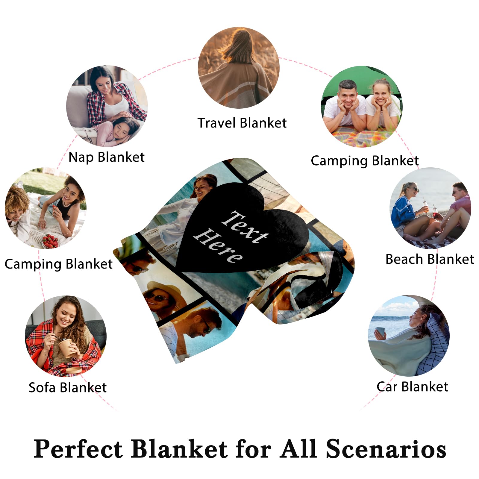 Ships Next Day Custom Valentines Day Anniversary Blanket Gifts for Her Him Boyfriend Husband Custom Couple Blanket with Picture Text Customized Blanket Birthday Christmas Wedding Gifts for Women Men