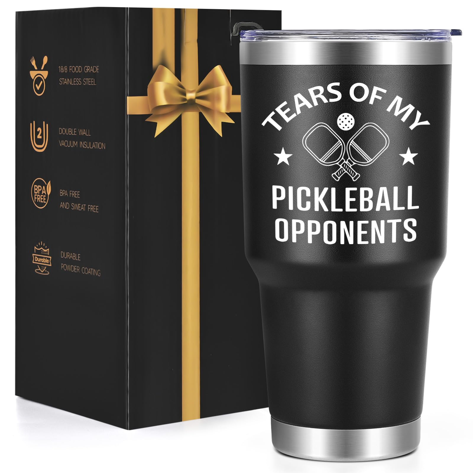 Lifecapido Pickleball Gifts 30oz Tumbler with Lid, Funny Christmas Gifts Birthday Gifts for Pickleball Lovers, Pickleball Player, Pickleball Coach (Black)