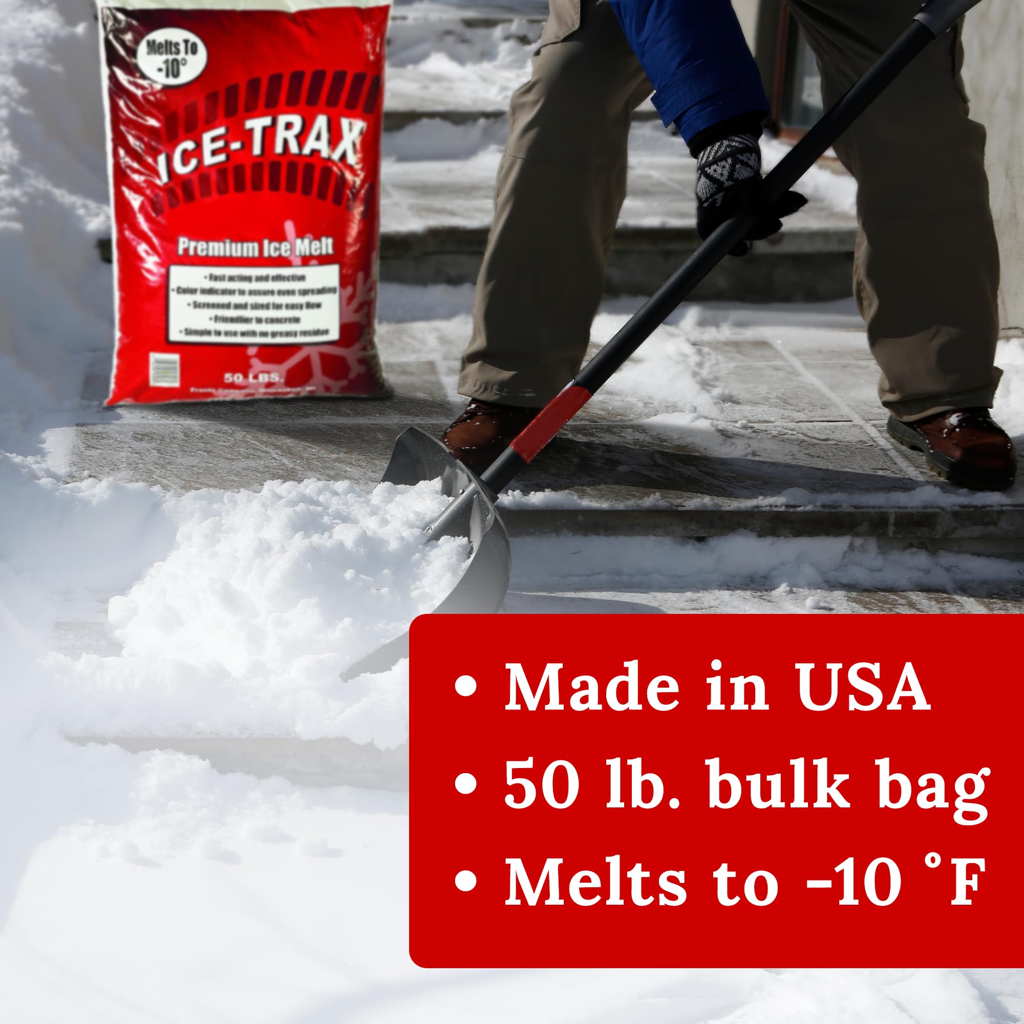 Partners Brand Premium Ice Melt, Blue (50 lb. Bag) Industrial Grade, Concrete Safe, Slip-Free Solution for Melting Ice on Sidewalks, Driveways, and Parking Lots in Freezing Temperatures