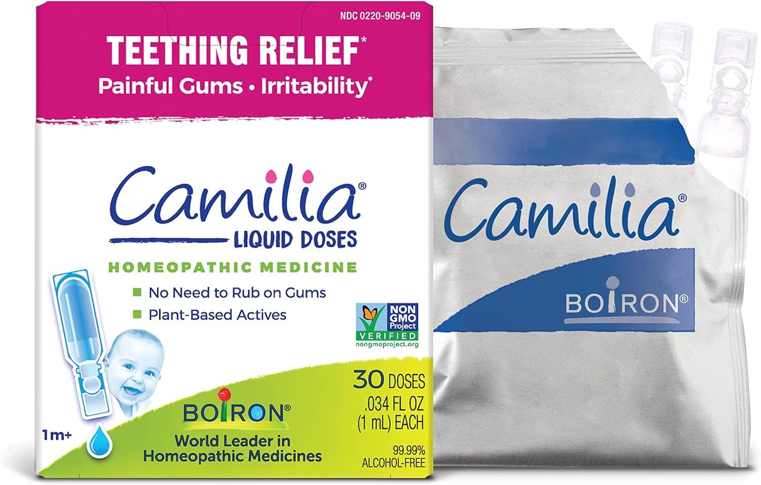 Boiron Camilia Teething Drops for Daytime and Nighttime Relief of Painful or Swollen Gums and Irritability in Babies - 30 Count