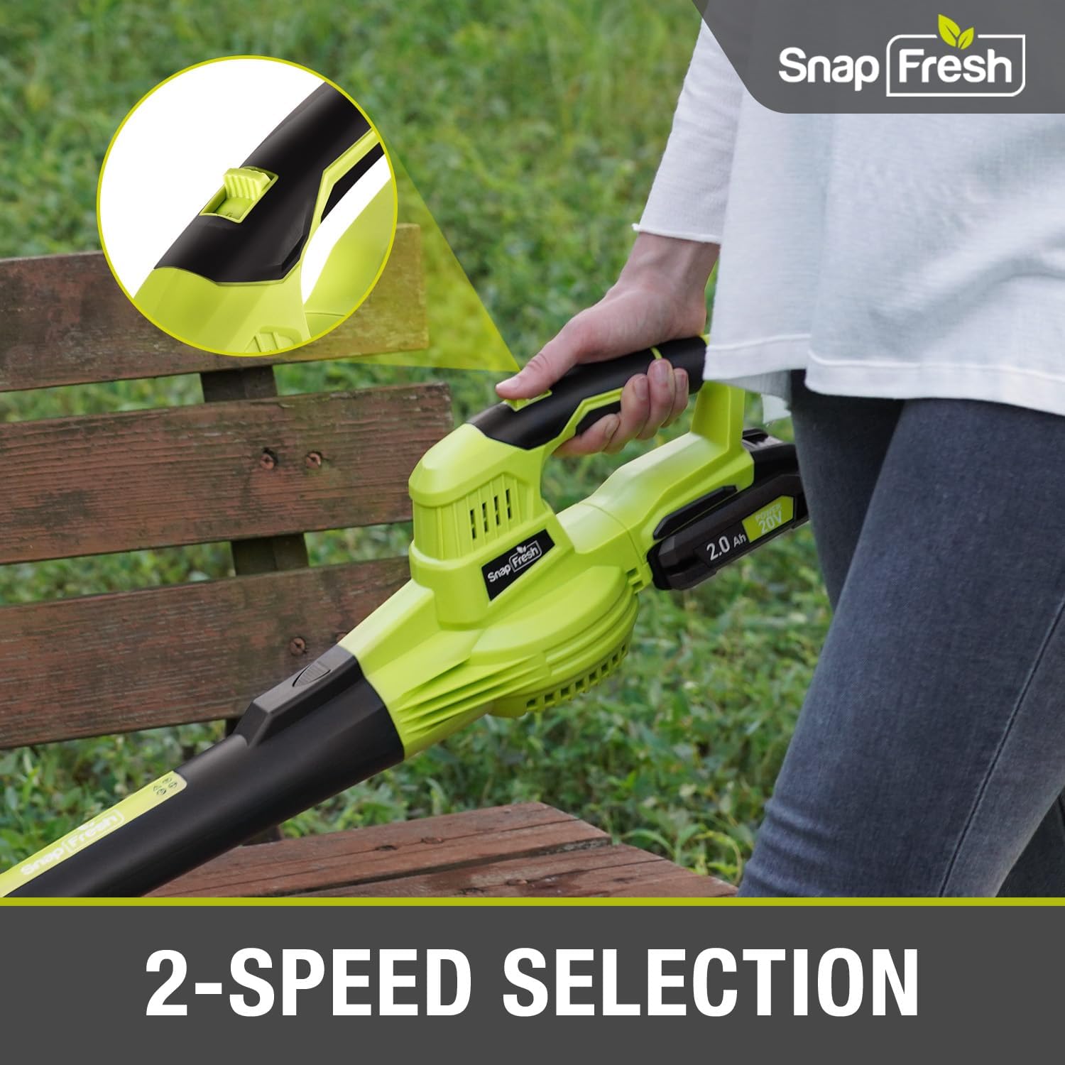SnapFresh Cordless Leaf Blower - 20V Electric Leaf Blower 130 MPH / 140 CFM - Lightweight 2-Speed Leaf Blowers for Lawn Care and Yard/Garden/Patio (Tool Only-Battery & Charger not Included)