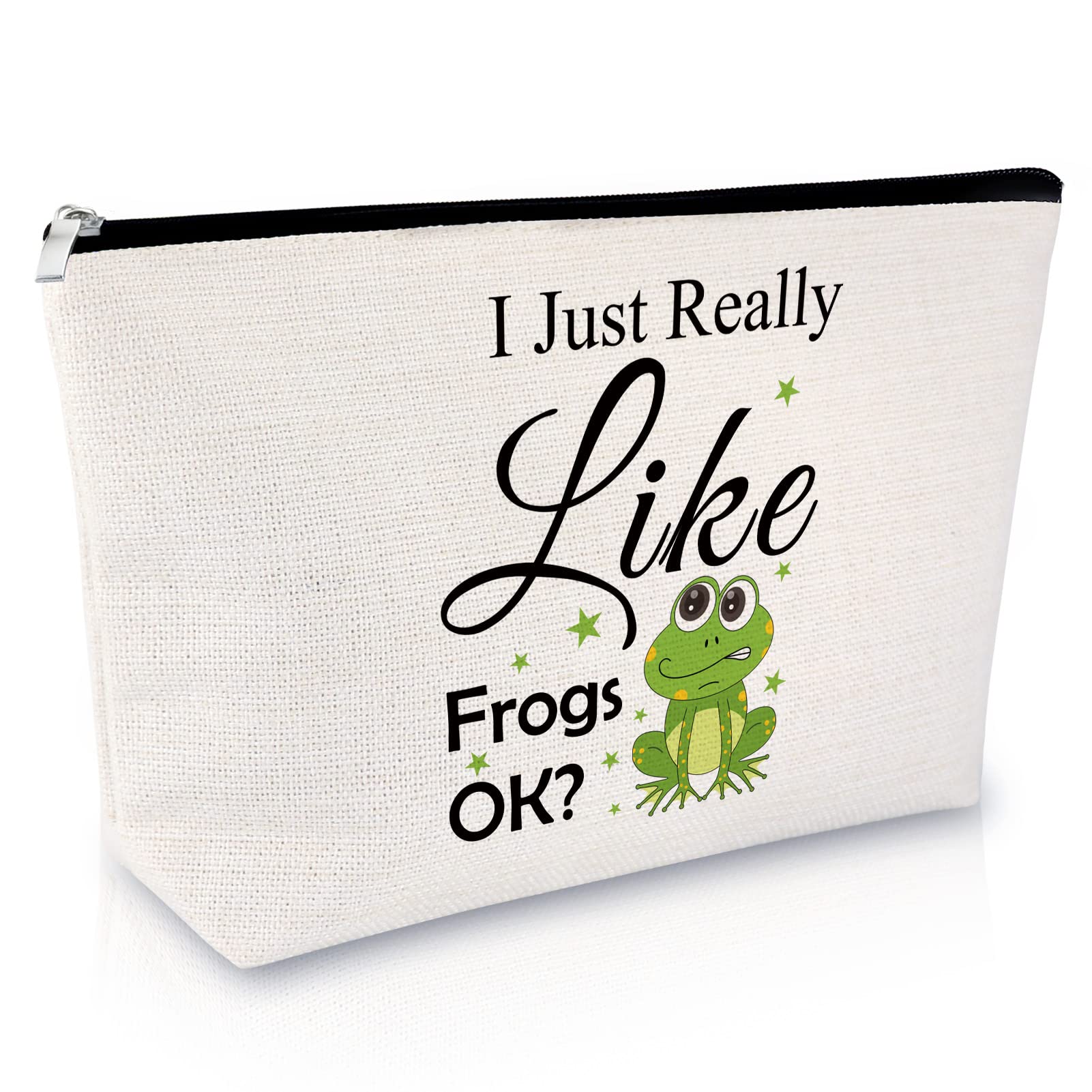 Frog Lover Gift for Girls Makeup Bag Frog Gift for Women Frog Themed Gift Animal Lover Gift for Teen Cosmetic Bag Inspirational Gift for Sister Friends Birthday Graduation Gift Travel Cosmetic Pouch