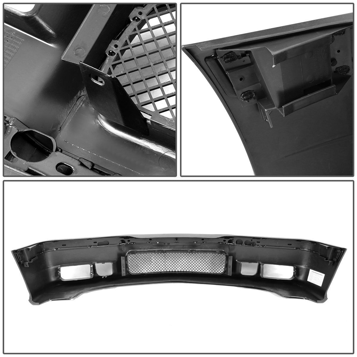 Auto Dynasty Front Bumper Mesh Grille Insert Grill Assembly Compatible with BMW E36 3-Series 1992-1998, M3 Style Replacement, Unpainted Black, ABS Plastic