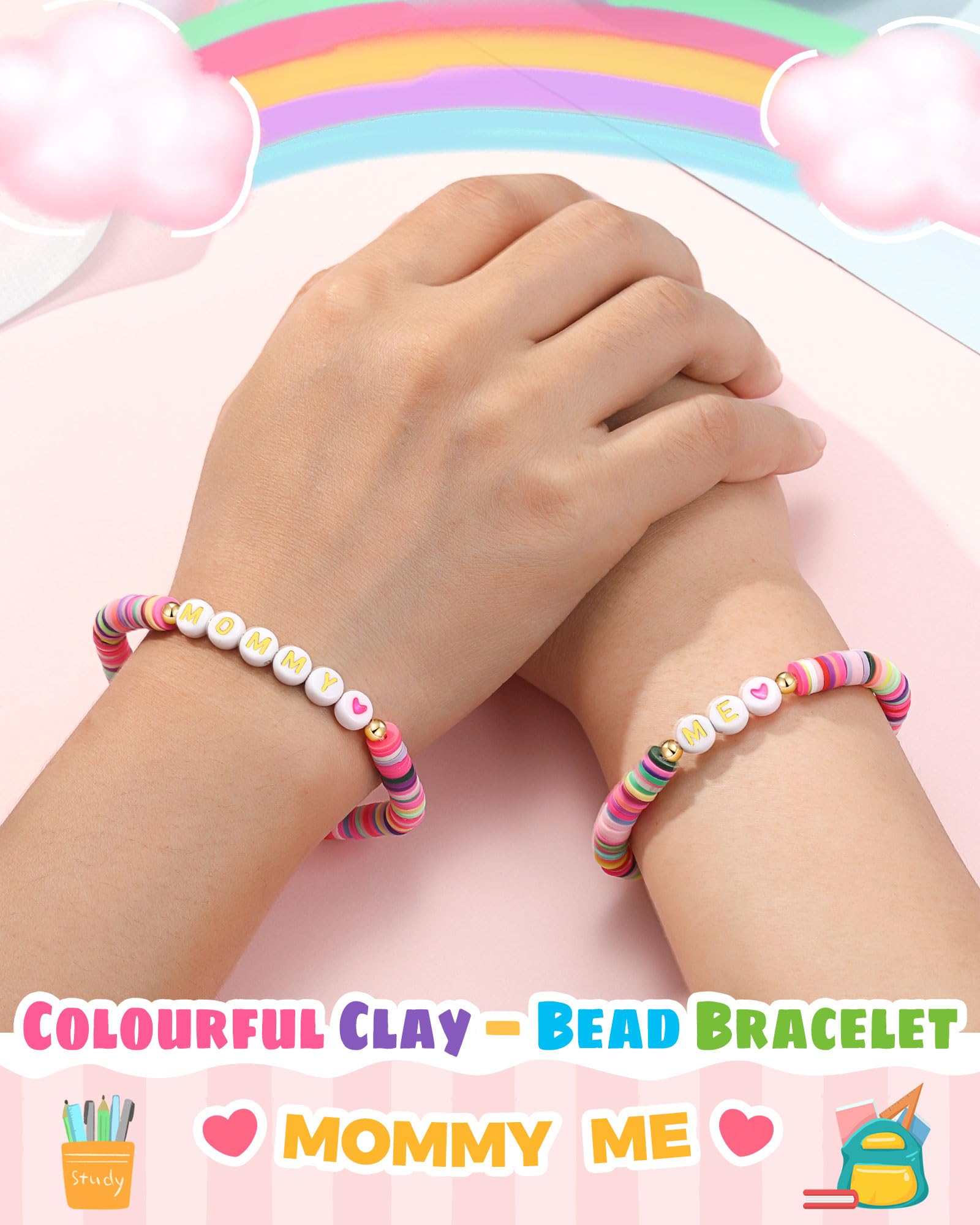 UNGENT THEM Back to School Stuff First Day of Preschool Pre K Bracelet Mommy and Me First Day of School Bracelet Mom and Daughter Mother Daughter Bracelets Back to School Gifts