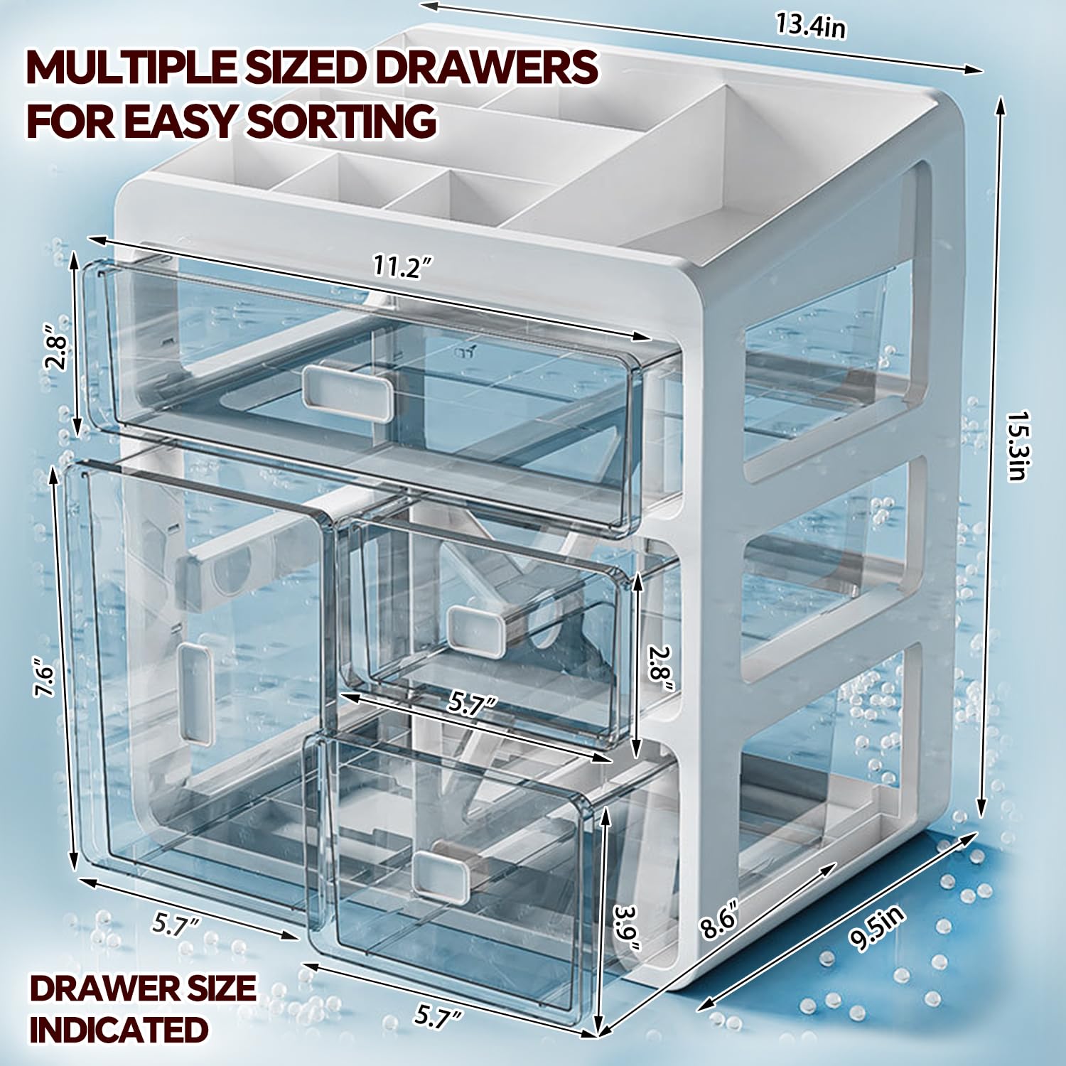 Multidrawer Plastic Storage Box Organizer,Medicine Box-Multifunctional Storage Container,Stationery,Office Items,Easy Access,Family Article Organizer,Organize Medications(White-Tall Drawers-4 Layer)