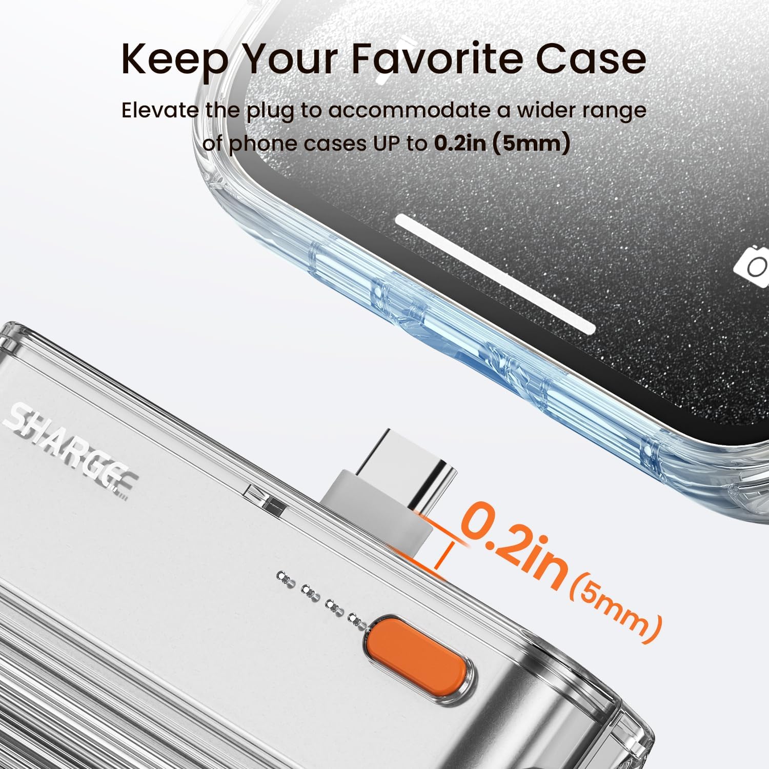 sharge Flow Mini Portable Charger, 5000mAh Small Power Bank with Changeable Plugs and Built in Cable, Dual Output USB-C External Battery Compatible with iPhone 16/15/14/13, iPad, Galaxy S24/23 Ultra