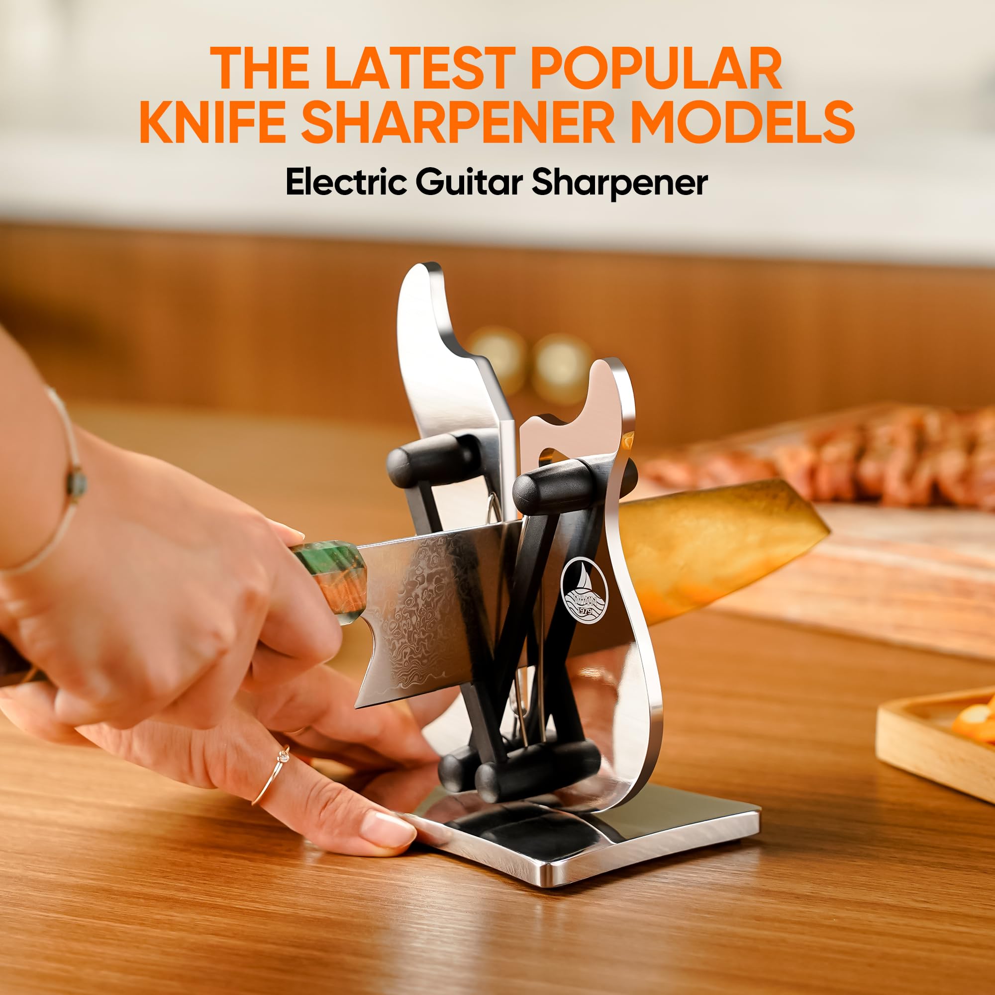 WWN Electric Guitar Knife Sharpener | 3-Action Knife Sharpeners: Helps repair, restore, and sharpen the serrated knife. Solid Stainless Steel and Tungsten Carbide