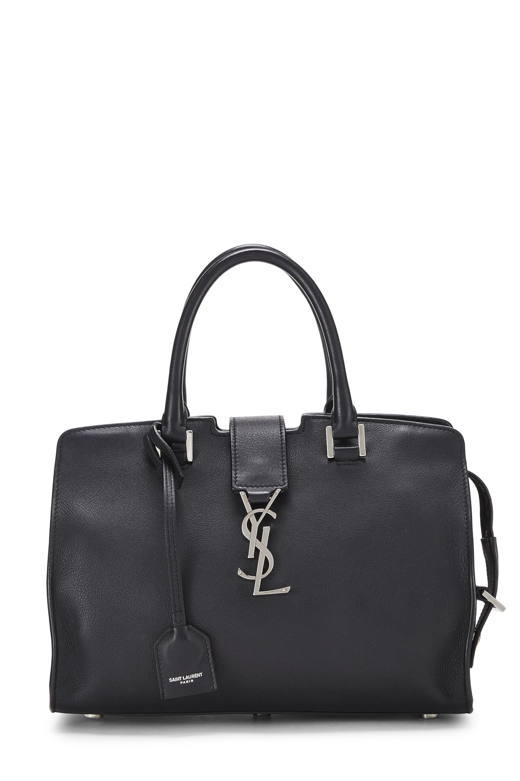 Yves Saint Laurent, Pre-Loved Black Soft Calfskin Monogram Cabas Baby, Black