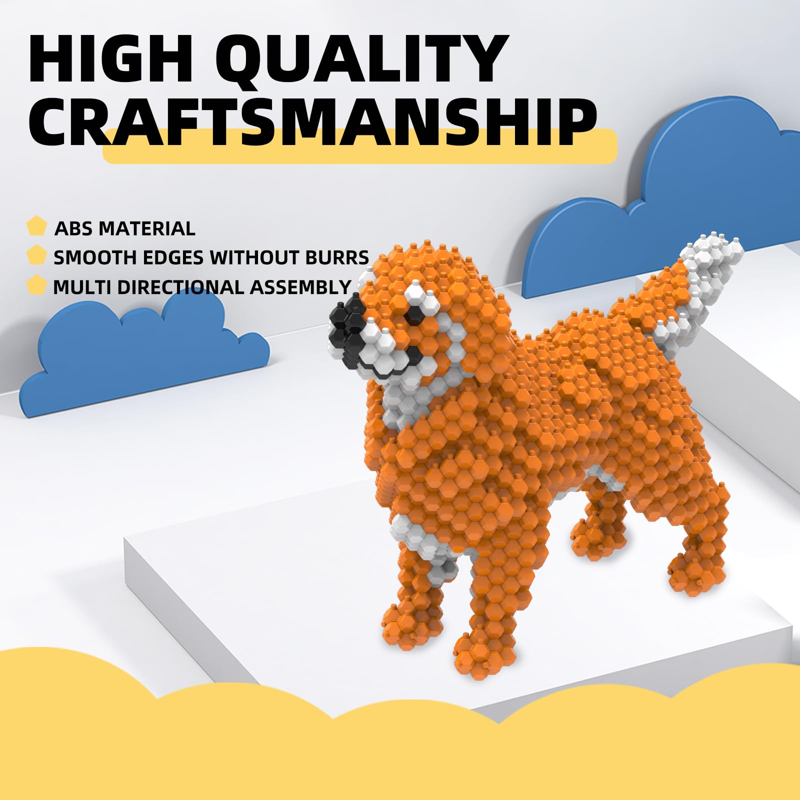 KADELE Cute Dog Building Animal Sets, Extremely Challenging STEM Building Blocks Decor for Adults Kids, Micro 3D Educational Toys for Boys Girls Ages 8 and Up, Golden Retriever