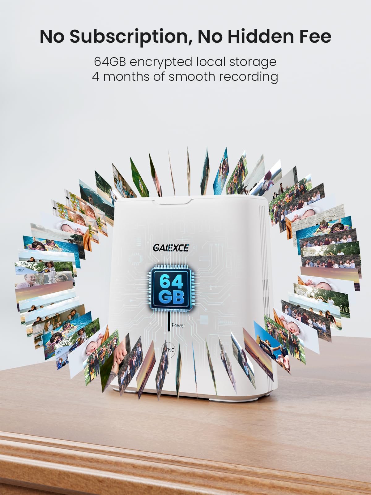 Gaiexce Solar Camera Outdoor Wireless, No Subscription, Expandable to 10CH, 4 Cam Kit Home Security Camera System, 4MP Color Night Vision, 360° Pan&Tilt, PIR/AI Detection, Works Offline & 2.4G/5G WiFi