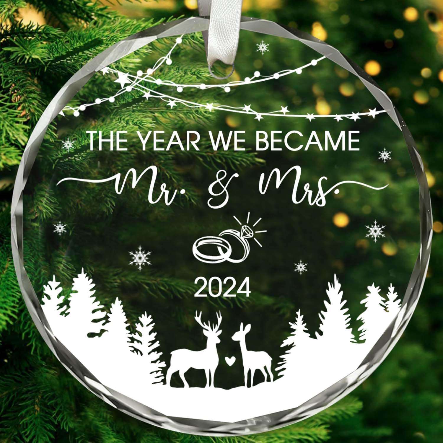 BSQUIELE Wedding Gifts - Mr Mrs Gifts - Mr and Mrs Christmas Ornament 2024 - The Year We Became Mr Mrs - Wedding Gifts for Couple, Bride, Wife, Her - Future Mr and Mrs Gifts - Bridal Shower Gifts