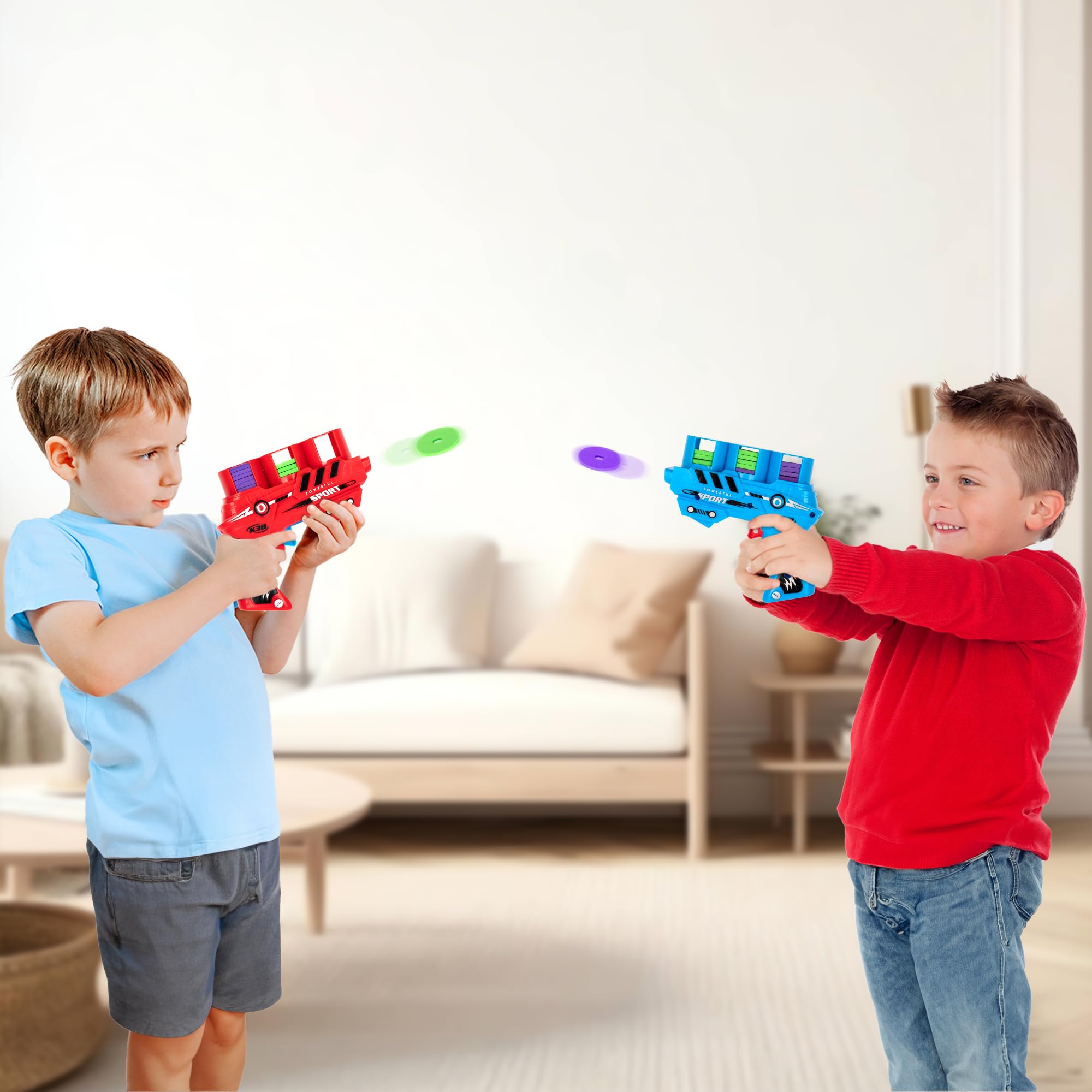 ArtCreativity Foam Disc Shooter Set of 2 Disc Guns with 36 Flying Discs, Fun Toy Foam Blasters for Kids, Outdoor Games, Summer Activities, and Party Favors for Ages 8-12