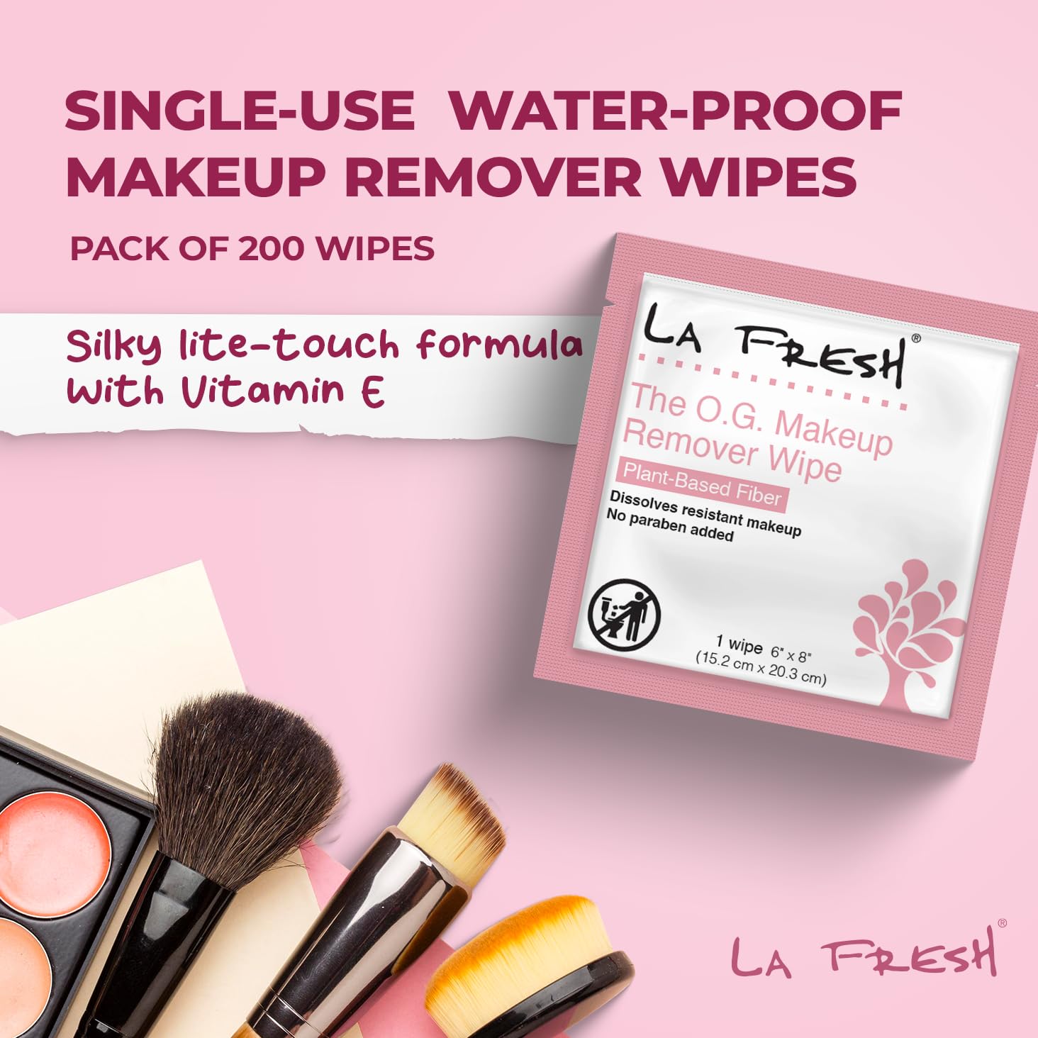 La Fresh Makeup Removal Facial Cleansing Wipes, Waterproof, 200 Count, Skin Care Travel Essentials