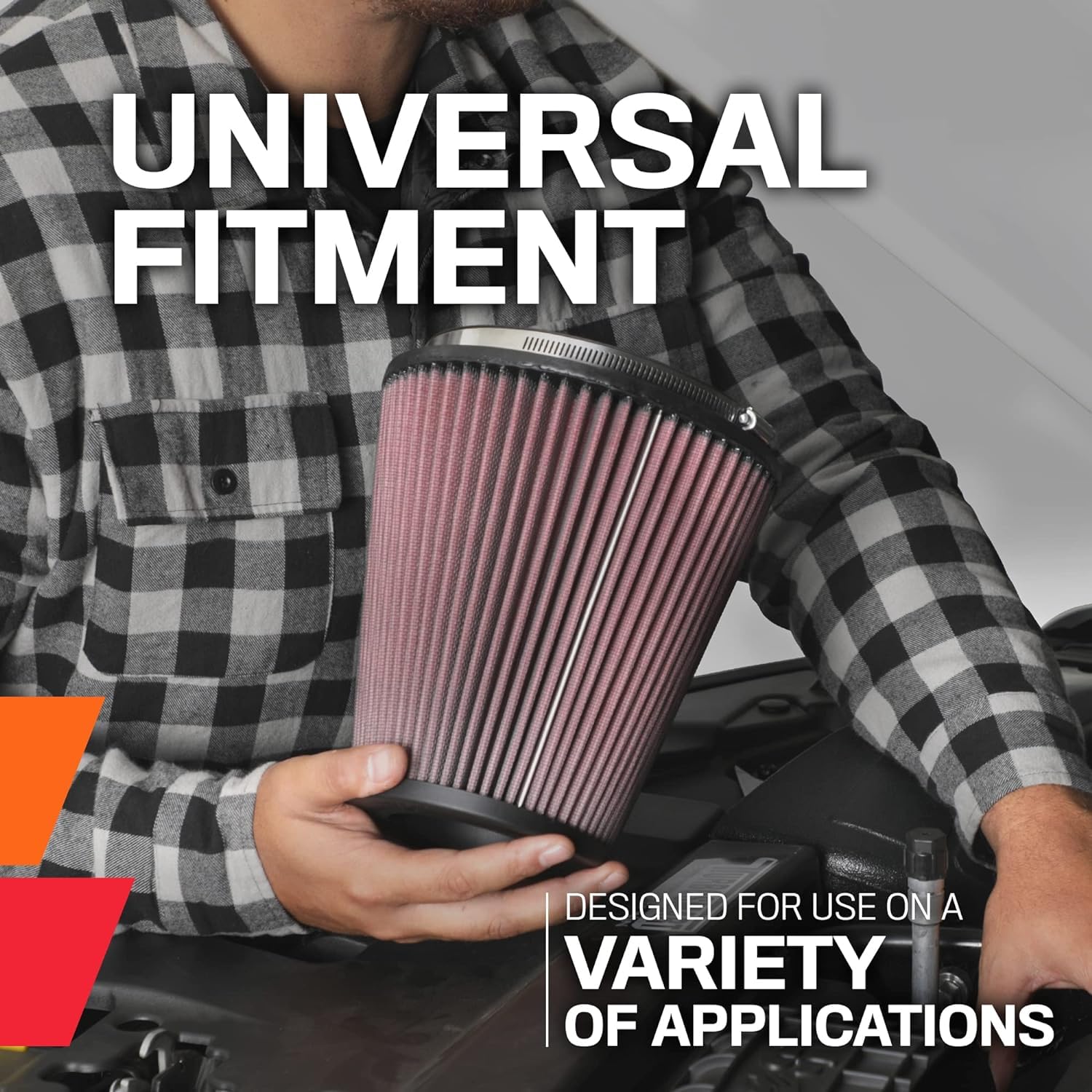 K&N High-Flow Original Lifetime Universal Clamp-On Air Filter: Performance, Premium, Washable: Flange Diameter: 4 In, Filter Height: 9.5 In, Flange Length: 1.6875 In, Shape: Round Tapered, RC-4780