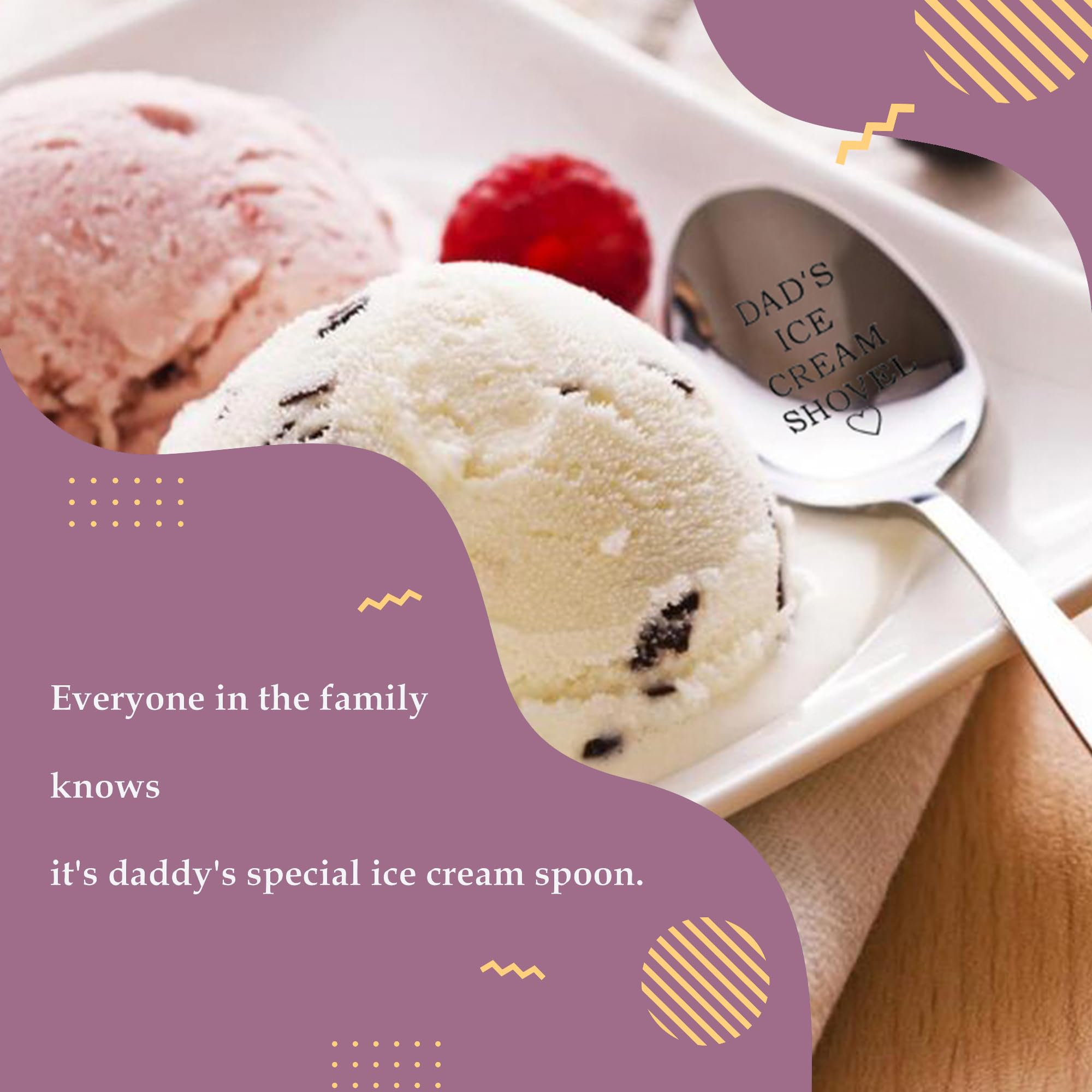 Father's Day Gifts for Dad, Dad's Ice Cream Shovel, Emotional Gifts for Dad, Funny Dad Birthday Gift, Stainless Steel Ice Cream Spoon Gift for Father's Day, Cute Christmas/Thanksgiving Gifts for Dad