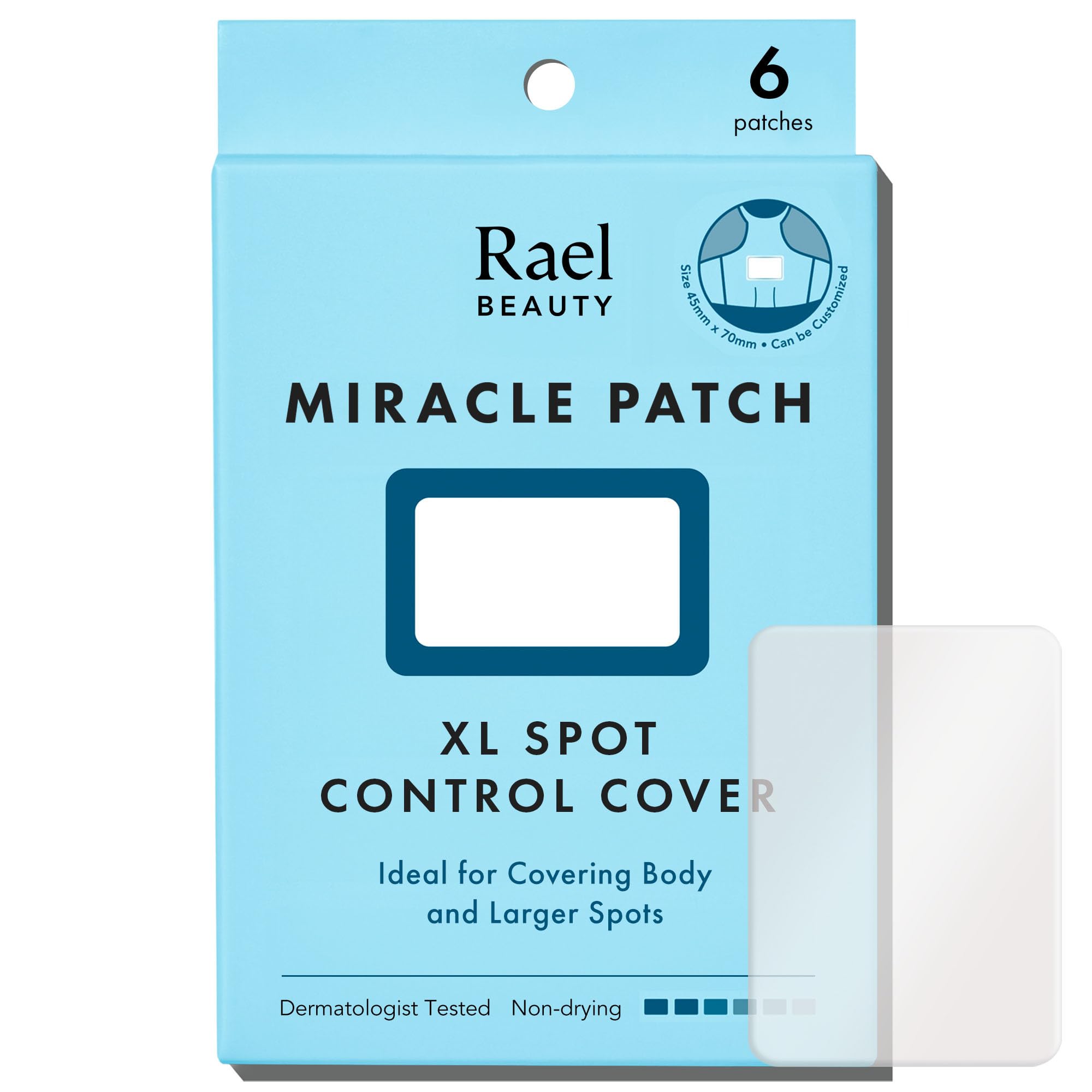 Rael Pimple Patches, Miracle XL Spot Control Cover - Hydrocolloid Acne Patches for Face, Zit and Blemish Spot, Back and Body, for All Skin Types, Vegan, Cruelty Free (6 Count)